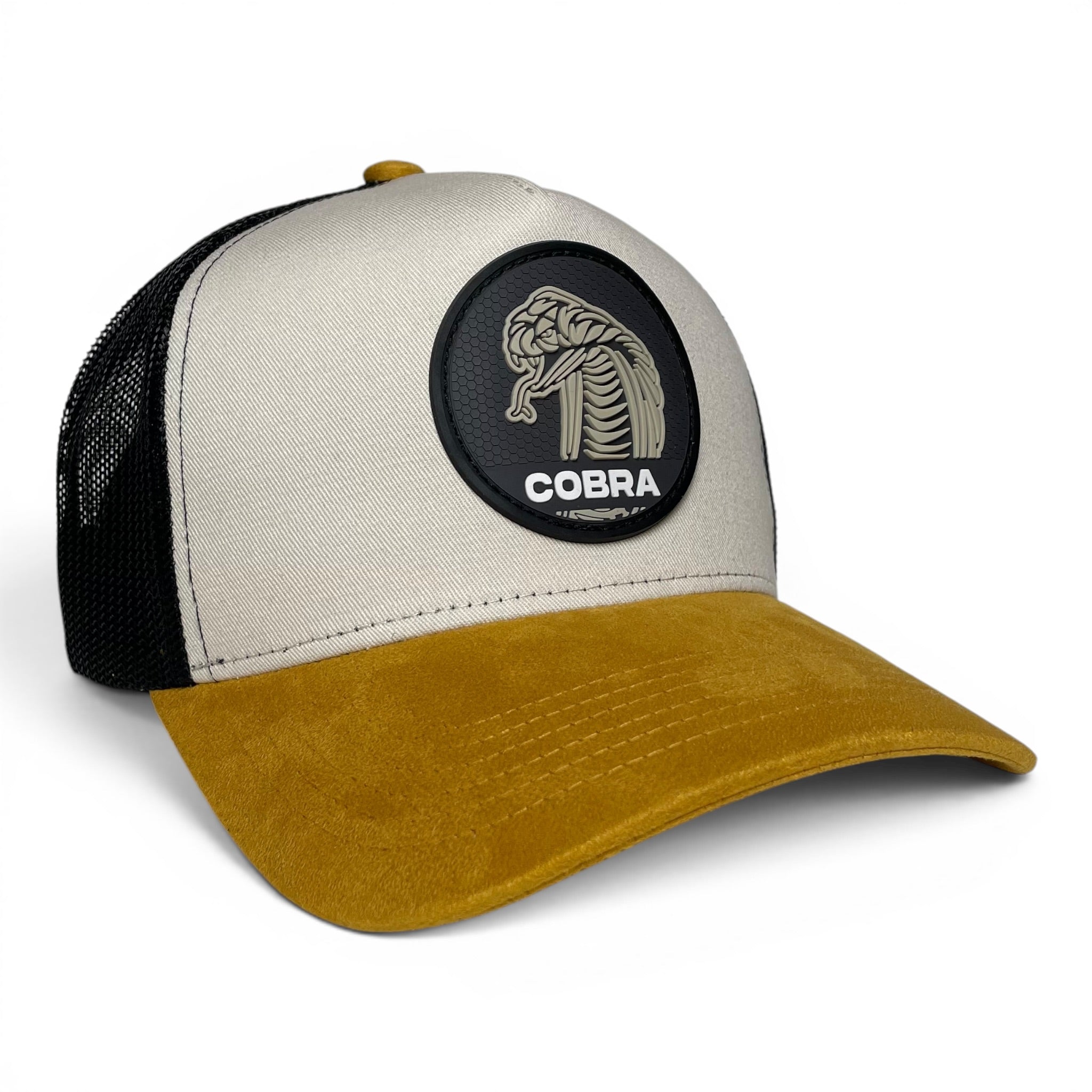 Cobra 3D PVC Patch Snapback Hat, Mesh Back, Suede Brim