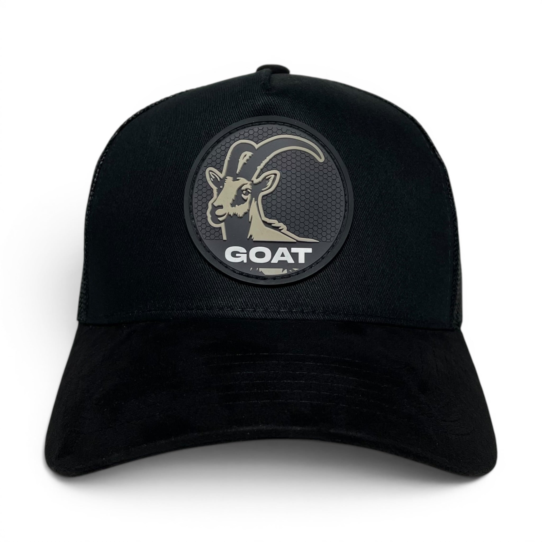 GOAT 3D PVC Patch Snapback Hat, Mesh Back, Suede Brim