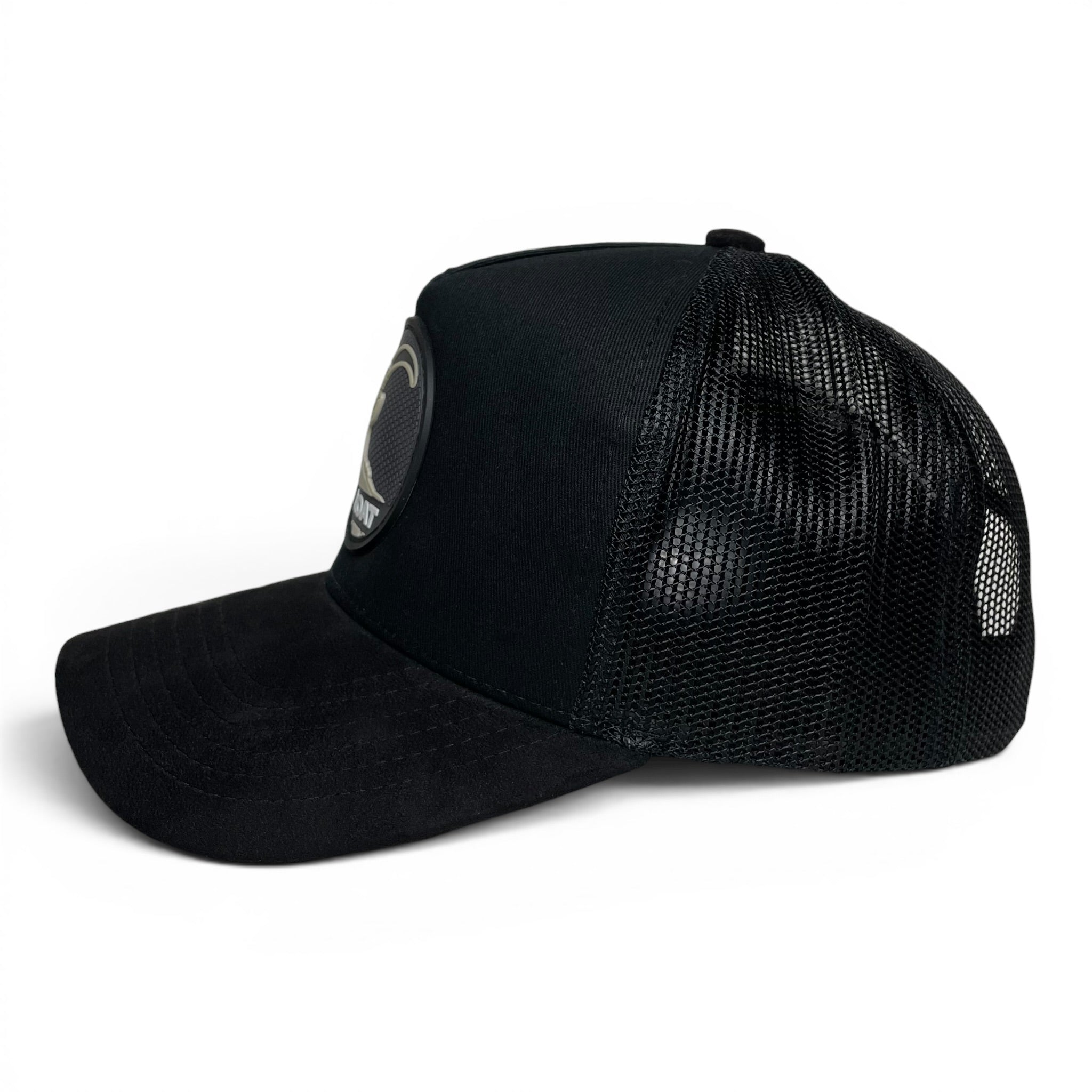 GOAT 3D PVC Patch Snapback Hat, Mesh Back, Suede Brim
