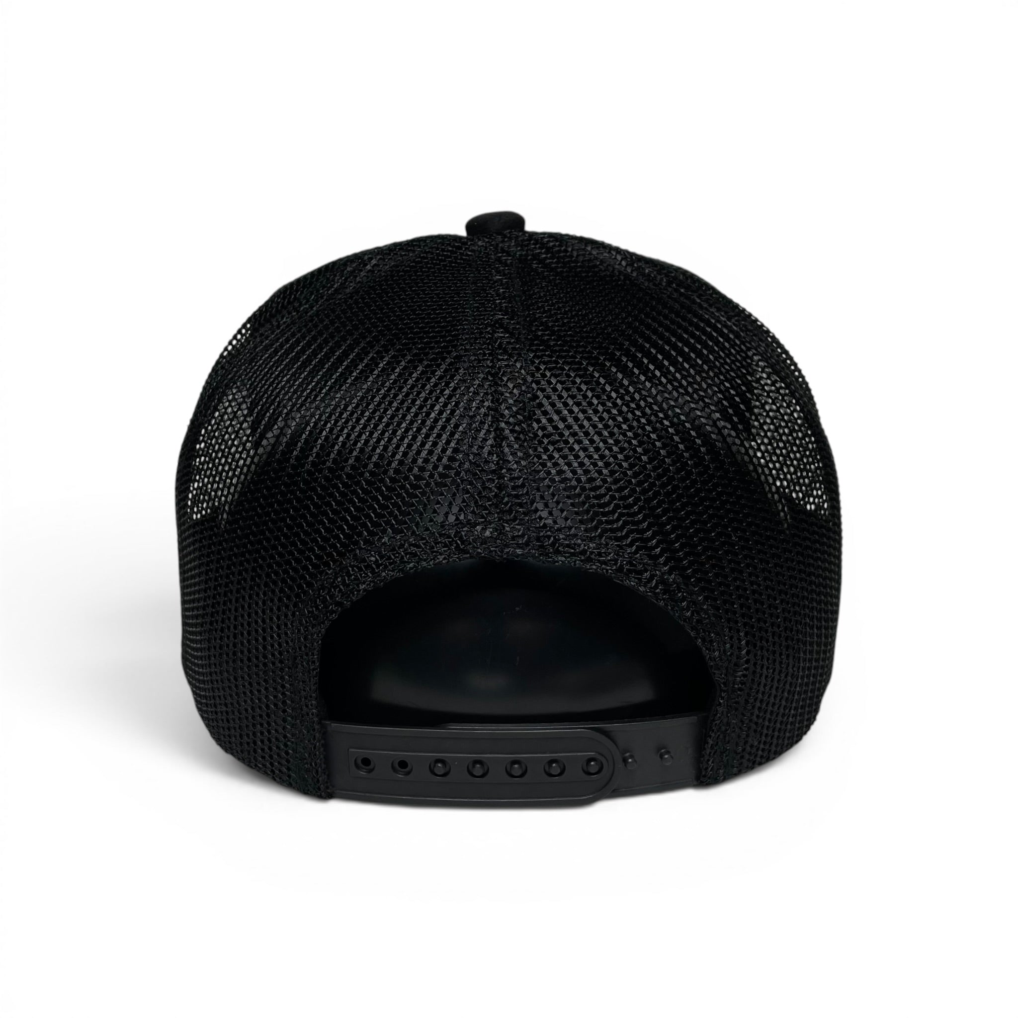 GOAT 3D PVC Patch Suede Snapback Hat, Black, Mesh Back, Curved Brim