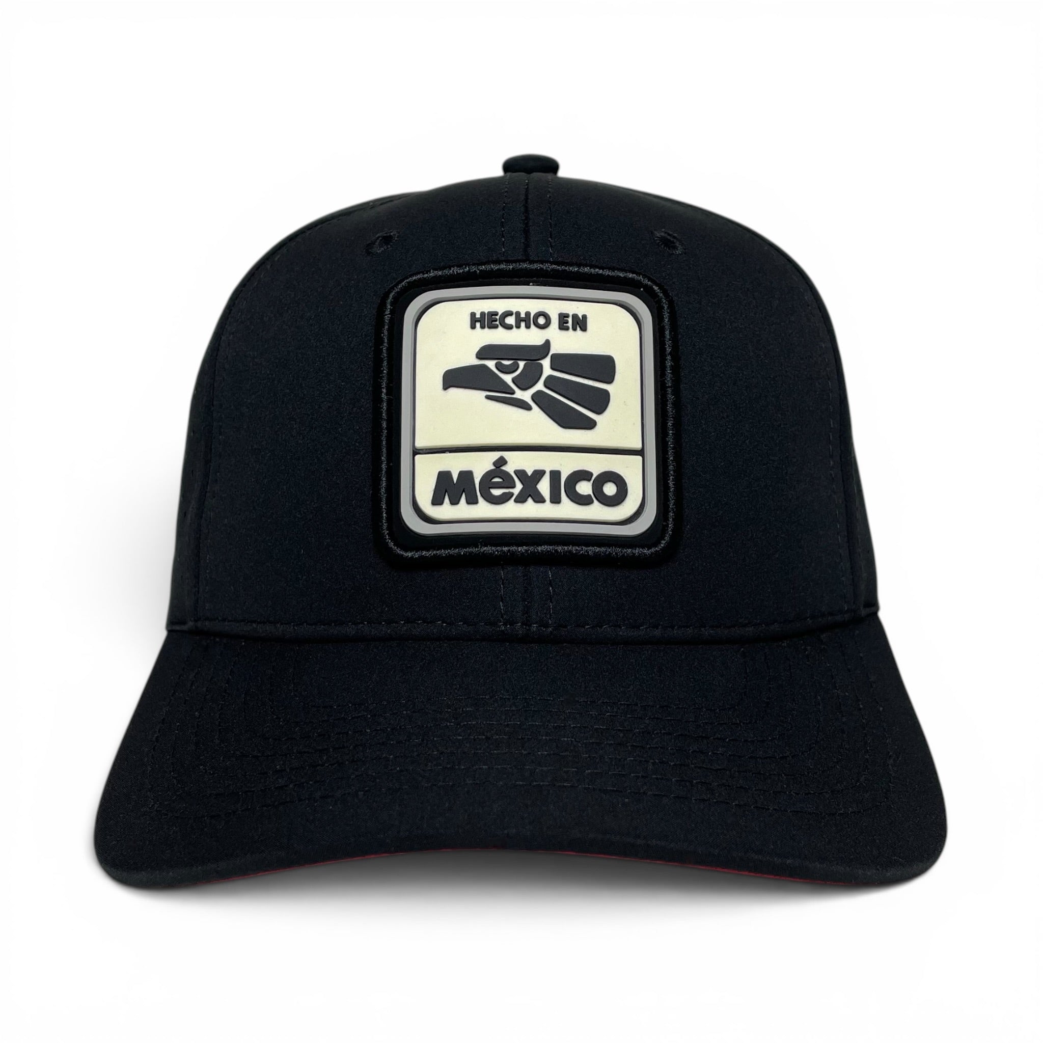 Hecho en Mexico 3D PVC Patch Snapback Hat, Black, Red Under Visor