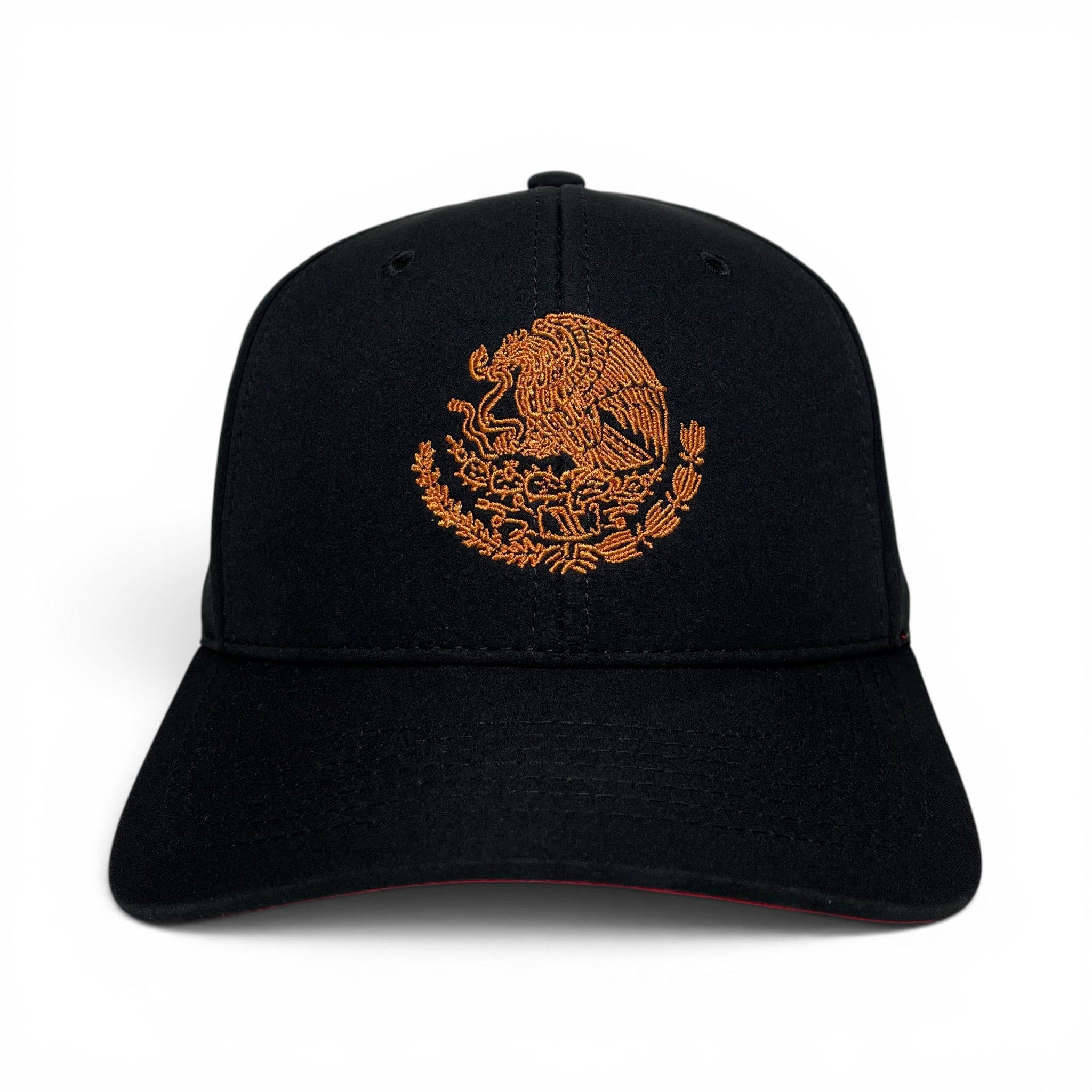 Mexico Eagle Federal Logo Snapback Hat, Black & Red, Curved Brim