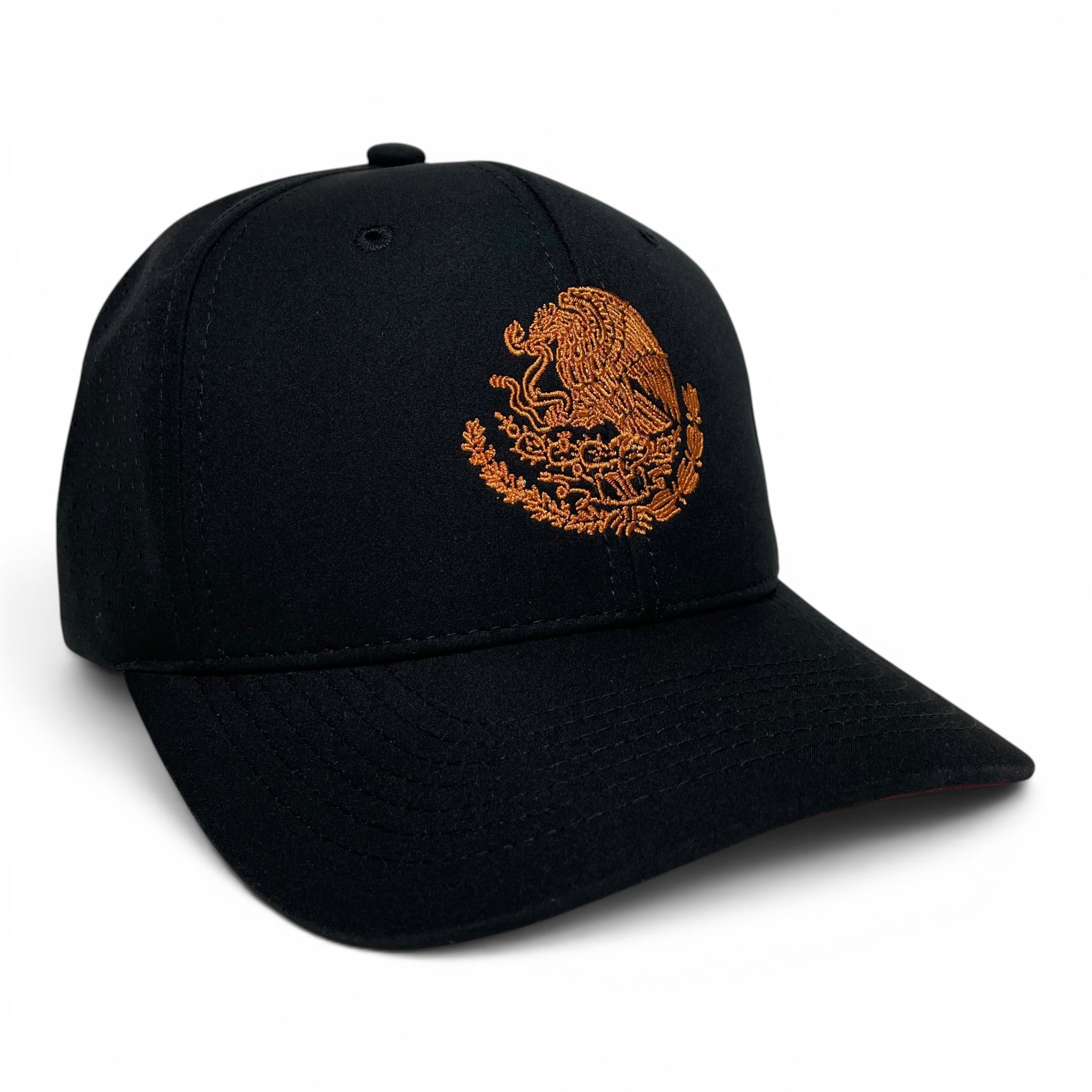Mexico Eagle Federal Logo Snapback Hat, Black & Red, Curved Brim