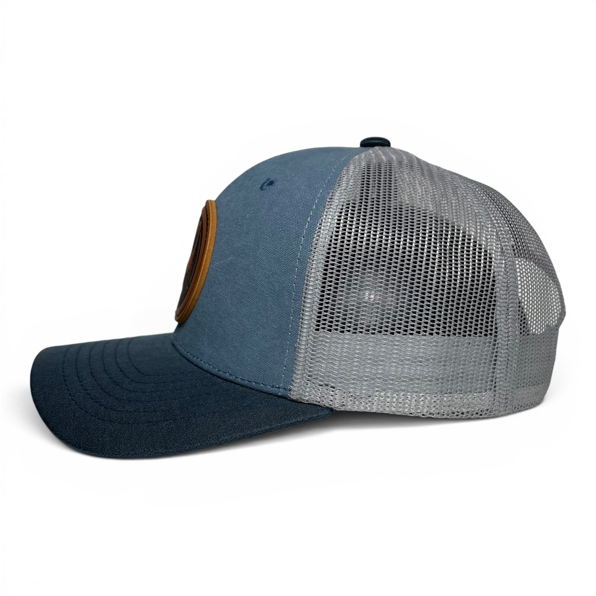 Scorpion Leather Patch Trucker Hat, Snapback, Canvas Curved Brim