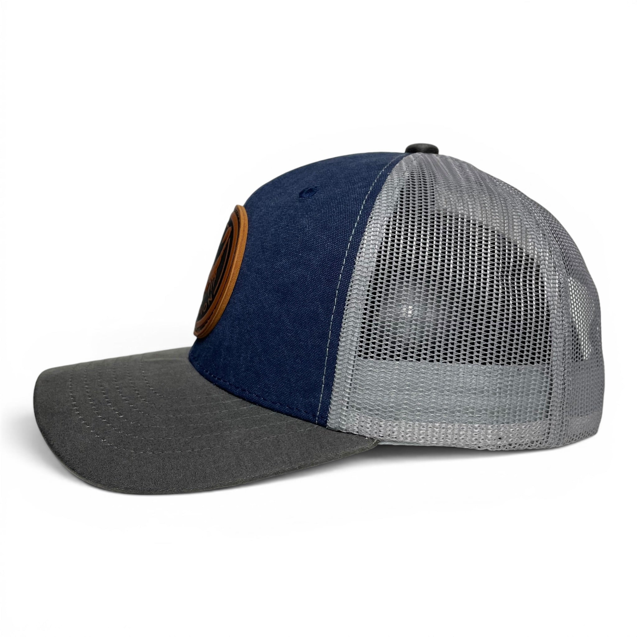Western Scorpion Leather Patch Trucker Hat – Canvas Brim Snapback