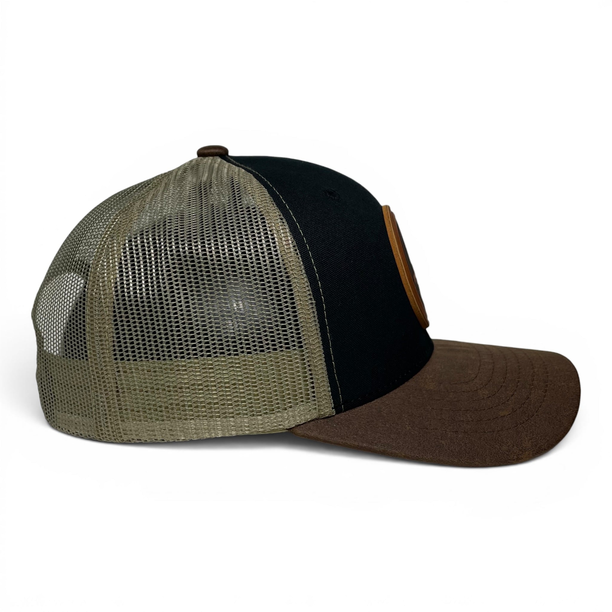 Mexican Scorpion Trucker Hat – Leather Patch, Canvas Brim, Snapback