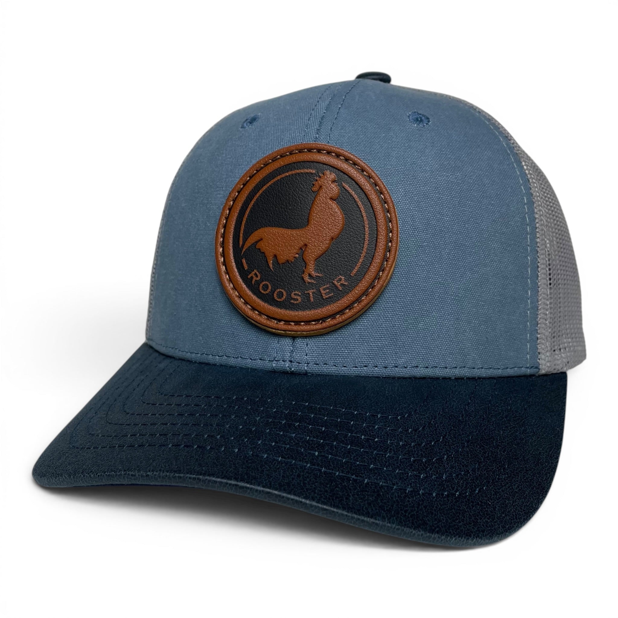 Mexico Rooster Leather Patch Trucker Hat – Canvas Curved Brim