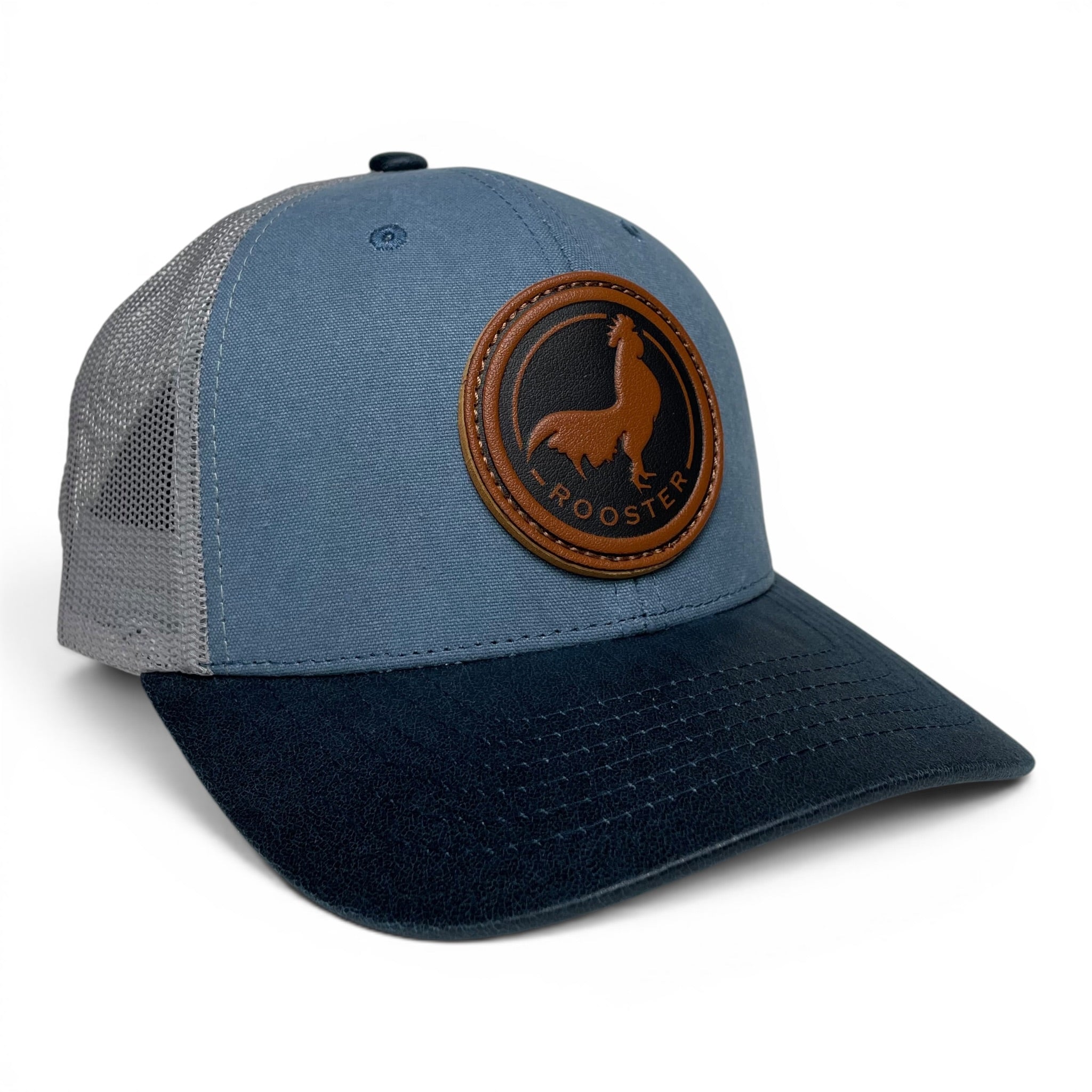 Mexico Rooster Leather Patch Trucker Hat – Canvas Curved Brim