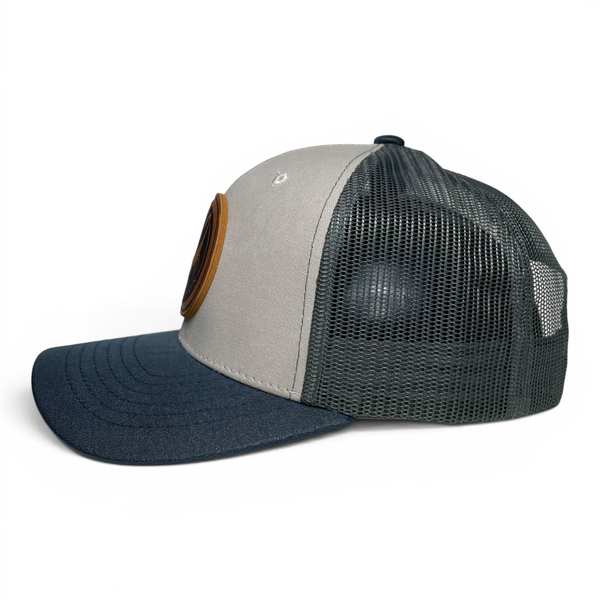 Scorpion Leather Patch Trucker Hat – Canvas Brim Snapback