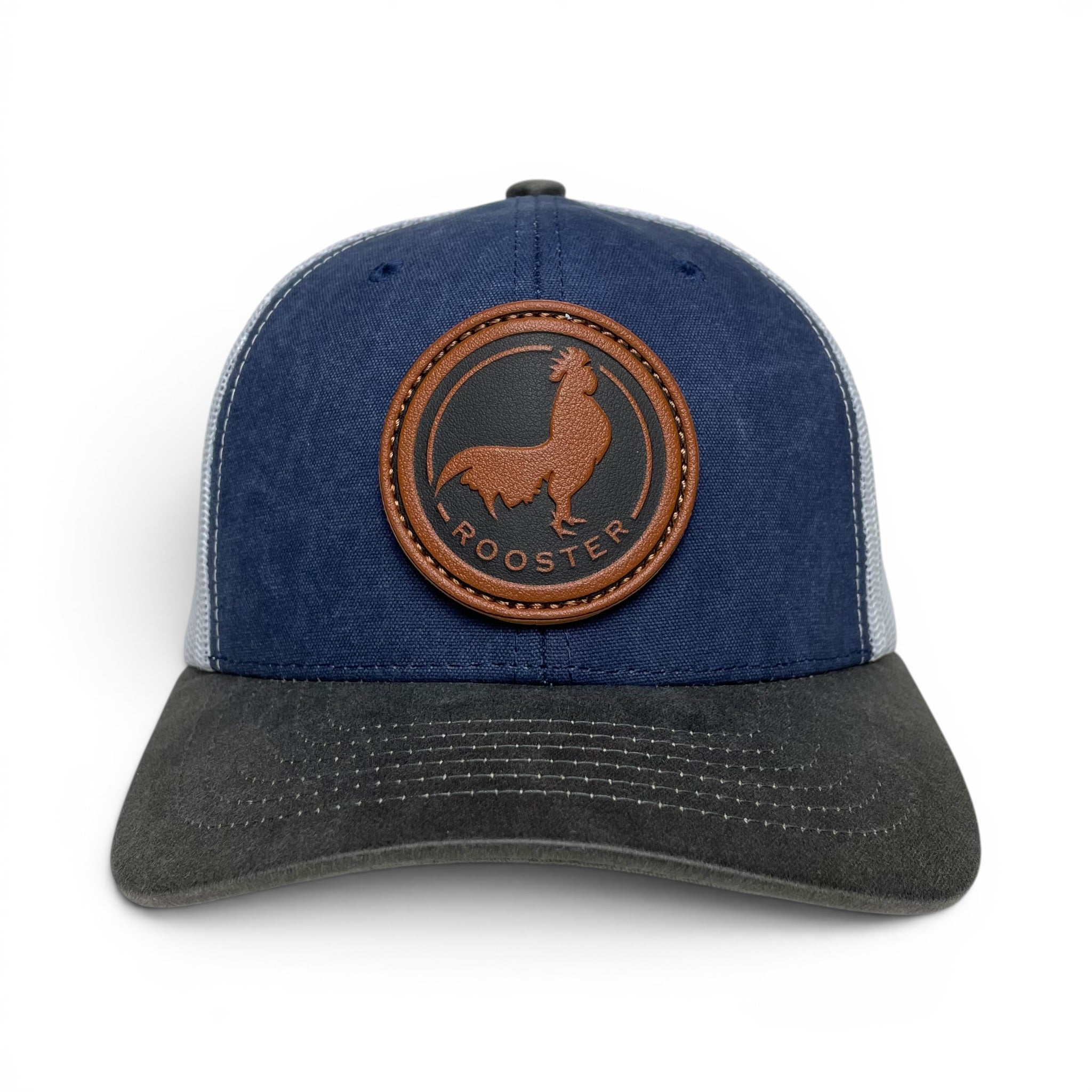Wholesale Trucker Hat Mexico Rooster Leather Patch & Canvas Brim