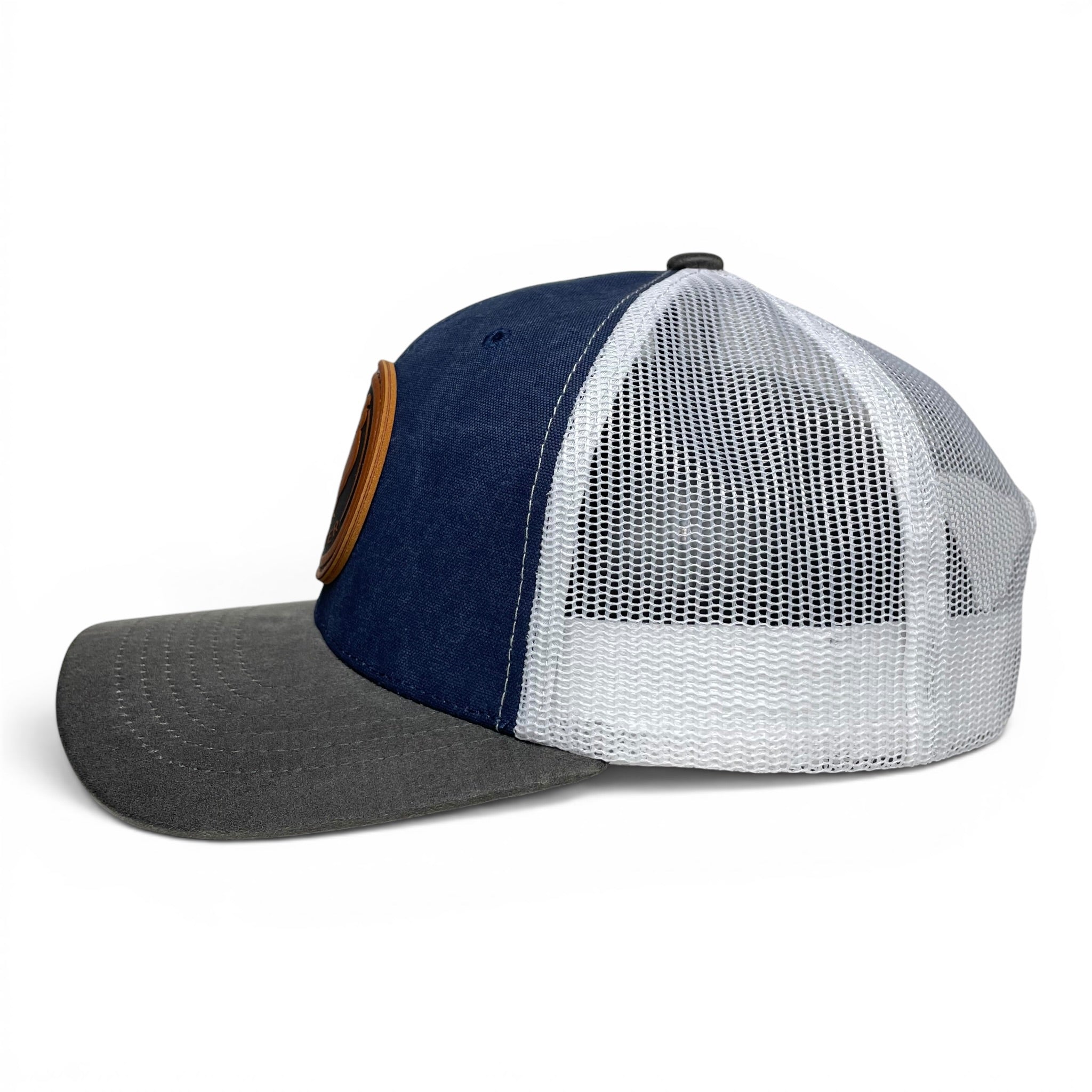 Wholesale Trucker Hat Mexico Rooster Leather Patch & Canvas Brim