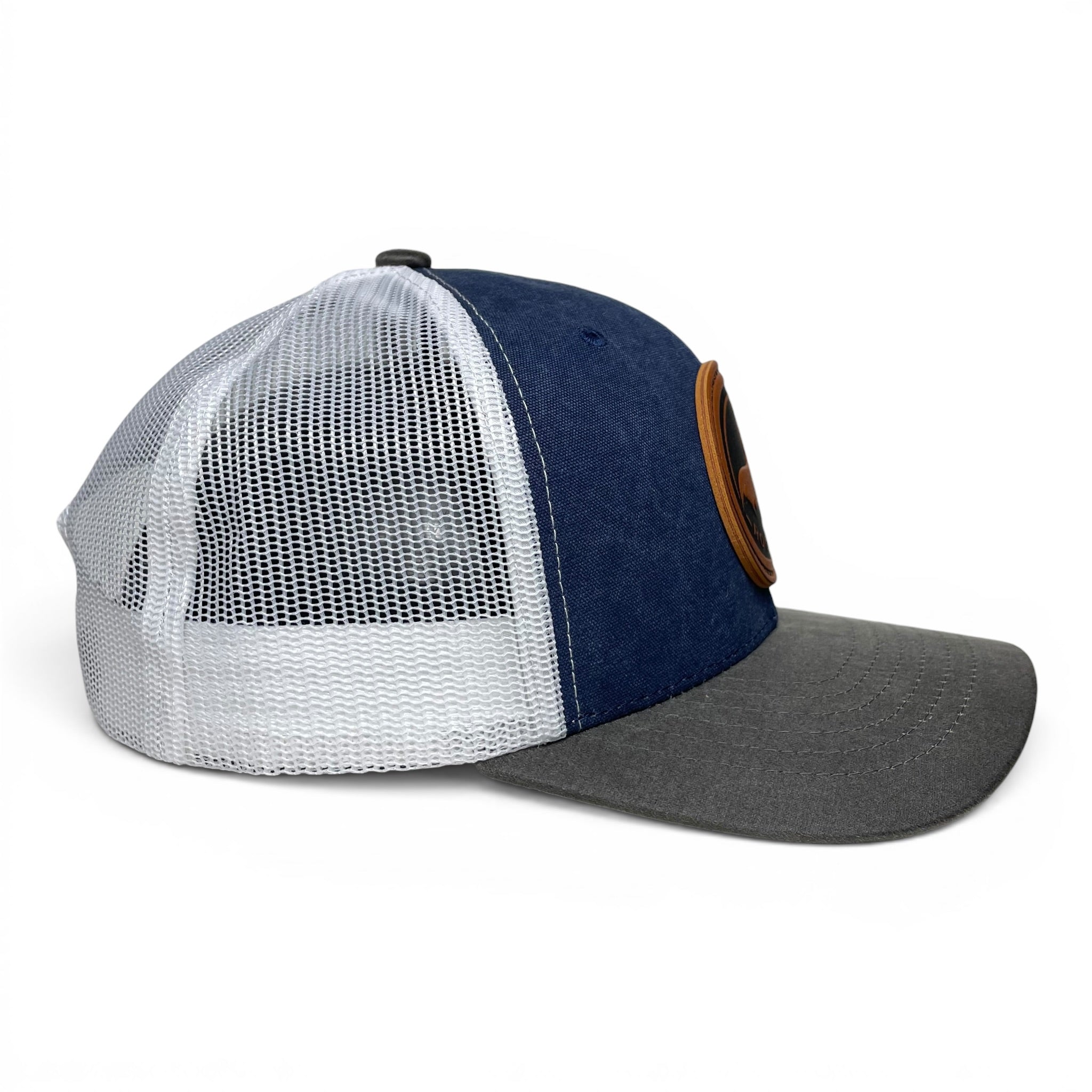 Wholesale Trucker Hat Mexico Rooster Leather Patch & Canvas Brim