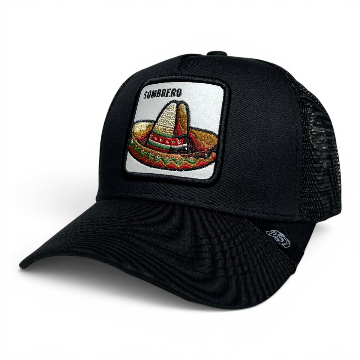 Mexican Sombrero Embroidered Patch Mesh Back Snapback Cap