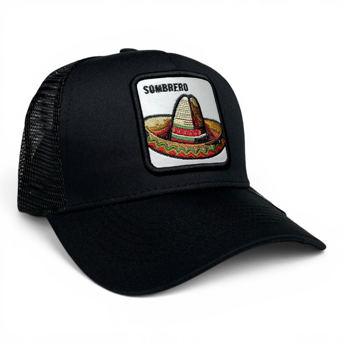 Mexican Sombrero Embroidered Patch Mesh Back Snapback Cap