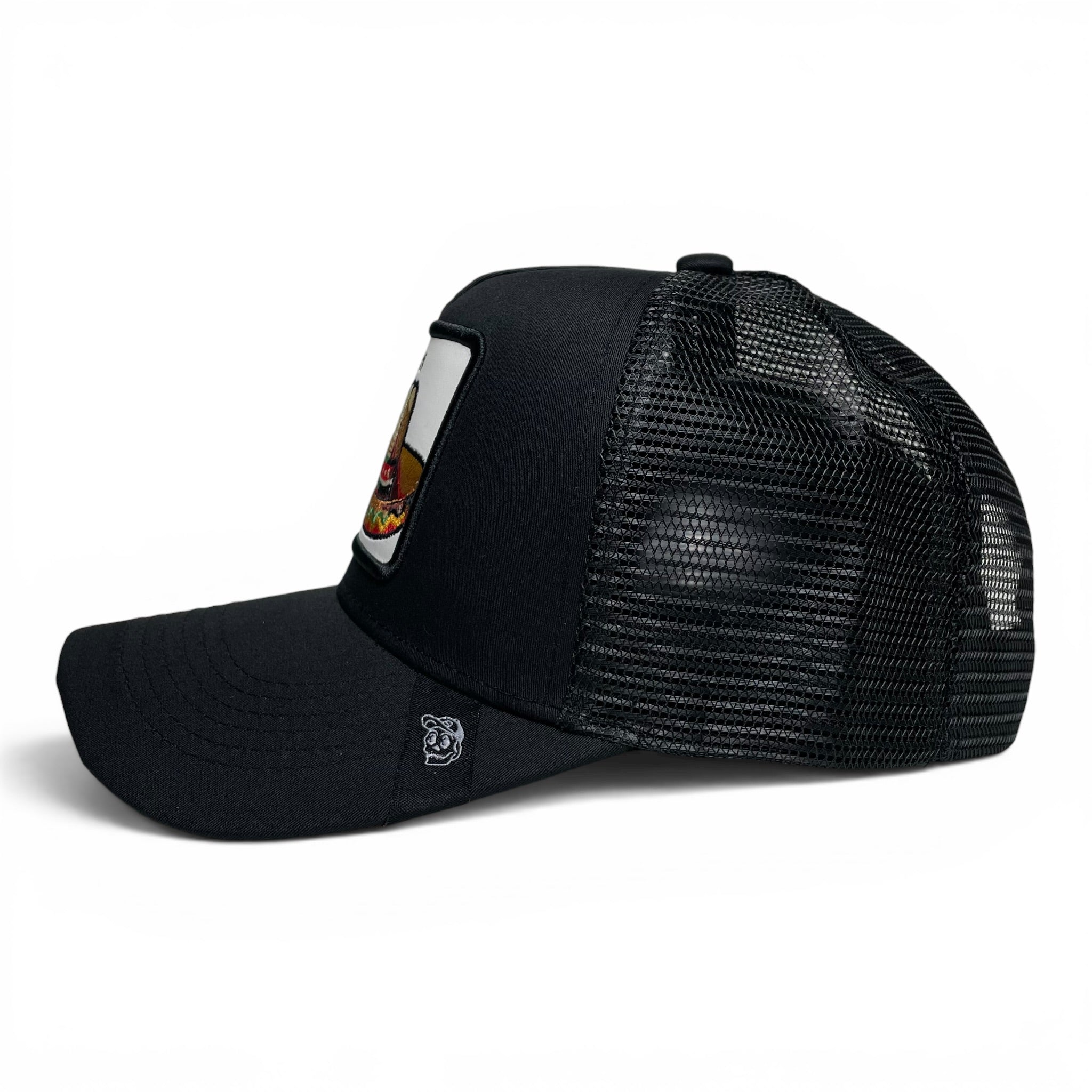Mexican Sombrero Embroidered Patch Mesh Back Snapback Cap