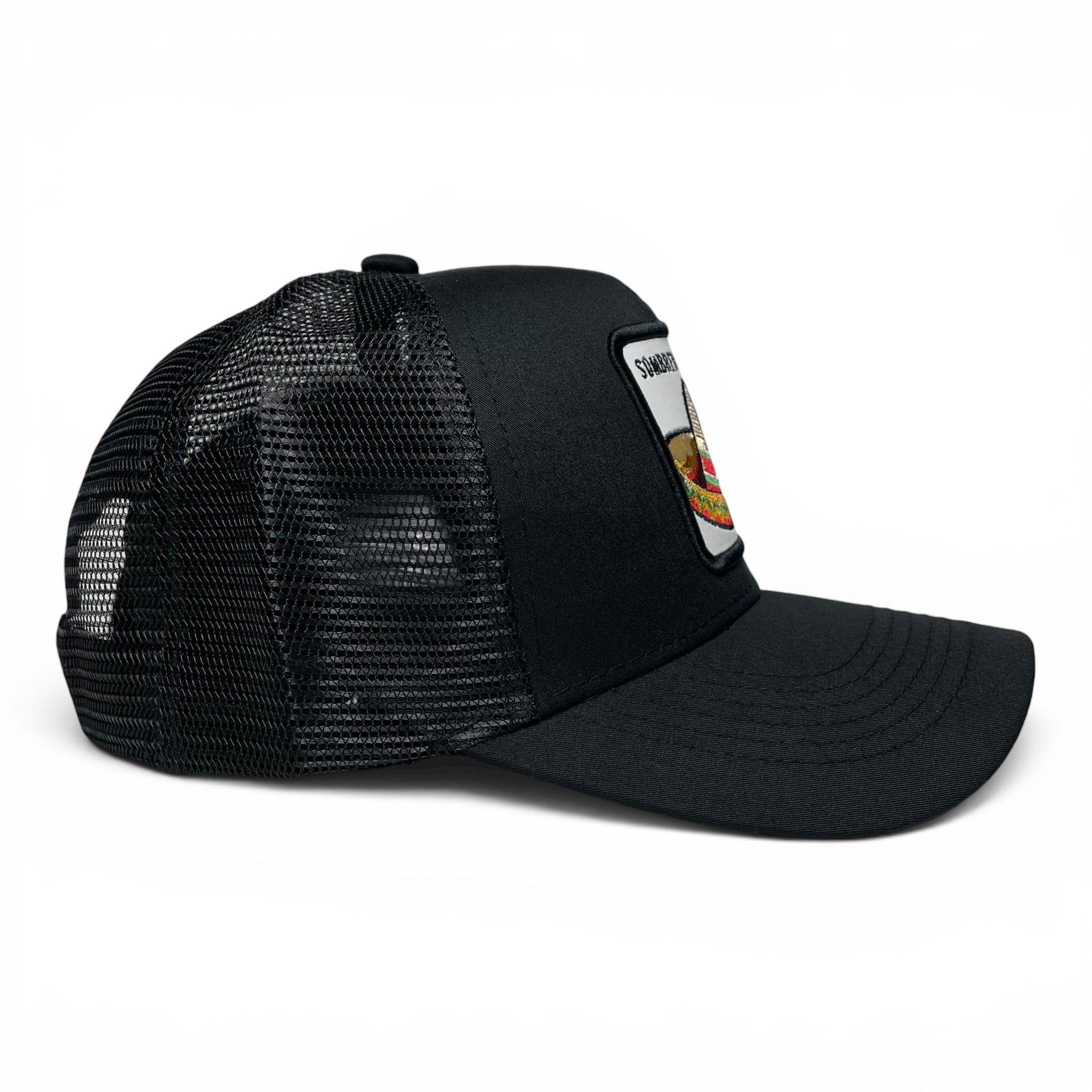 Mexican Sombrero Embroidered Patch Mesh Back Snapback Cap