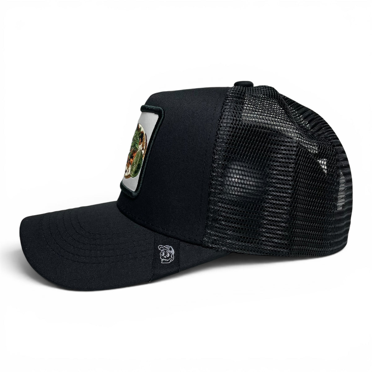 Mexican Taco Embroidered Patch Snapback Hat, Black Mesh Back, Curved Brim