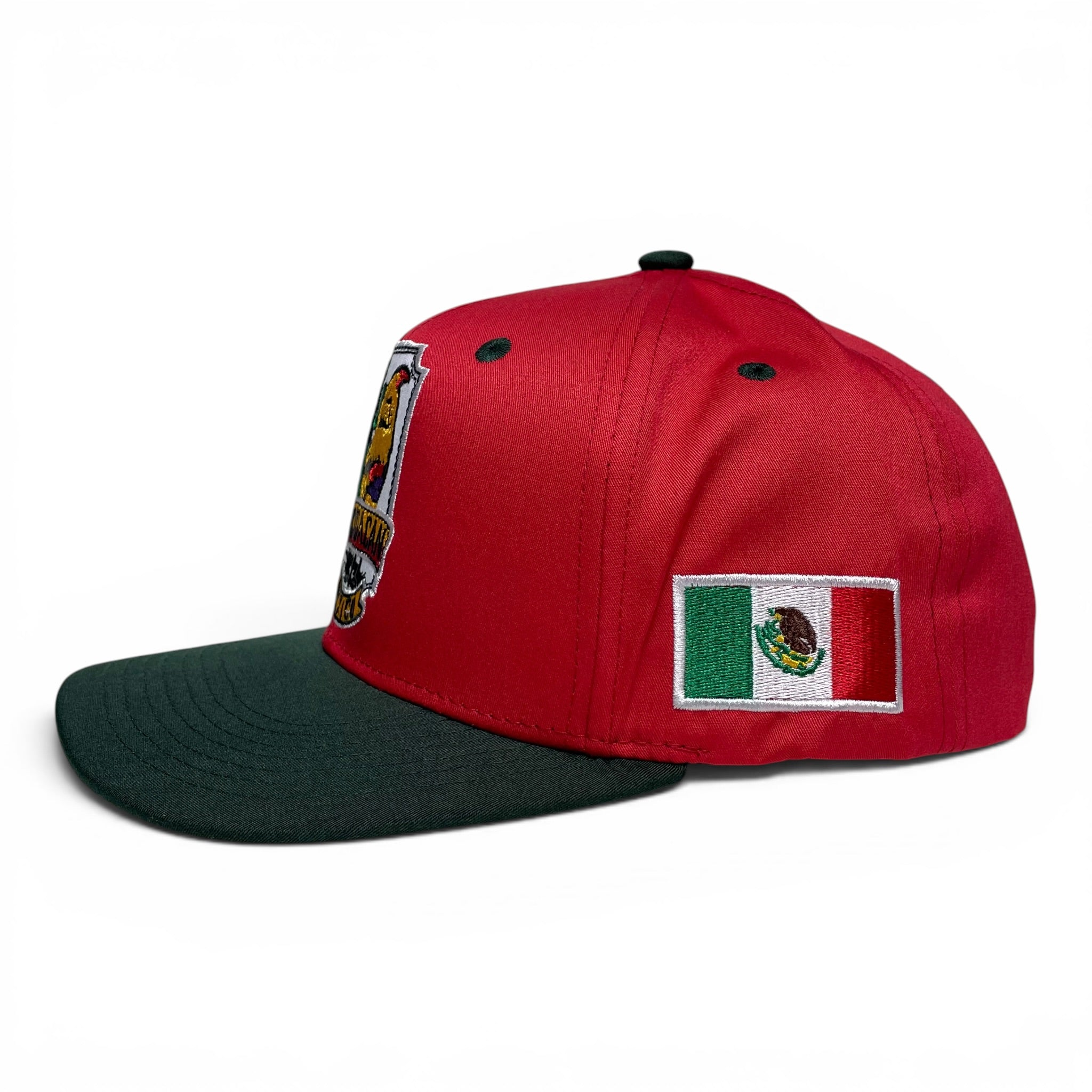 Mexico Michoacan Rooster Embroidered Snapback Baseball Cap, Red