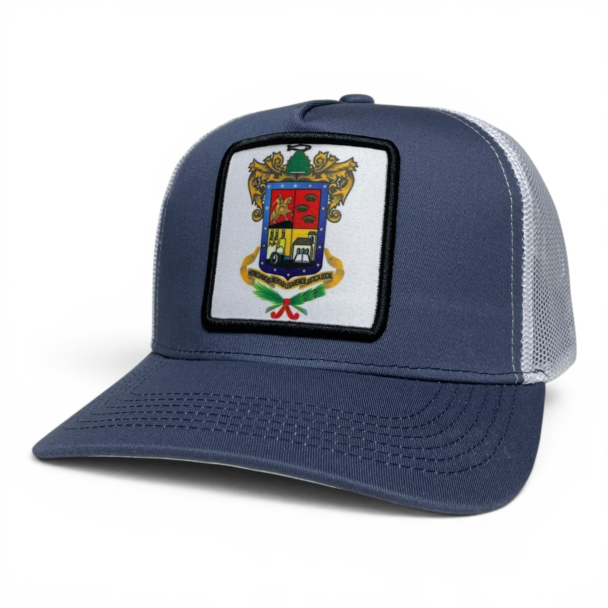 Mexico Michoacan Patch Trucker Hat, Blue Snapback Mesh Back