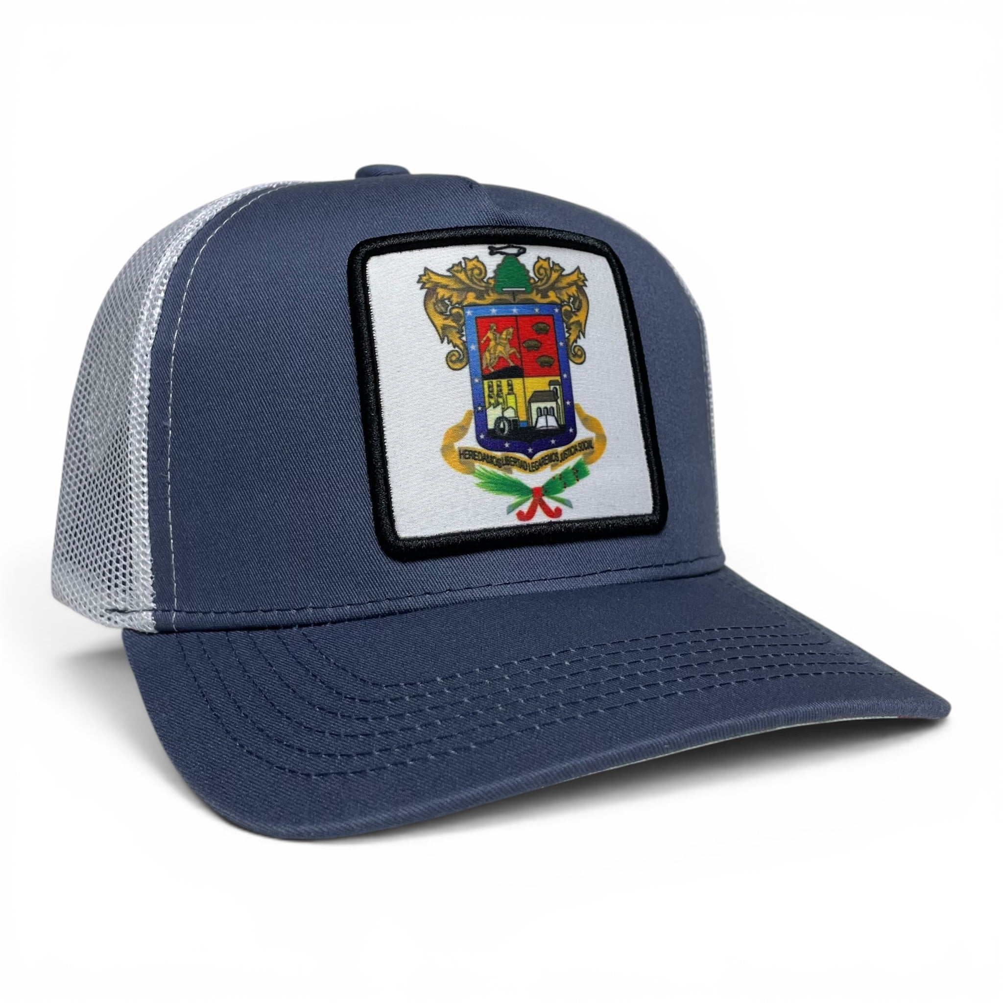 Mexico Michoacan Patch Trucker Hat, Blue Snapback Mesh Back