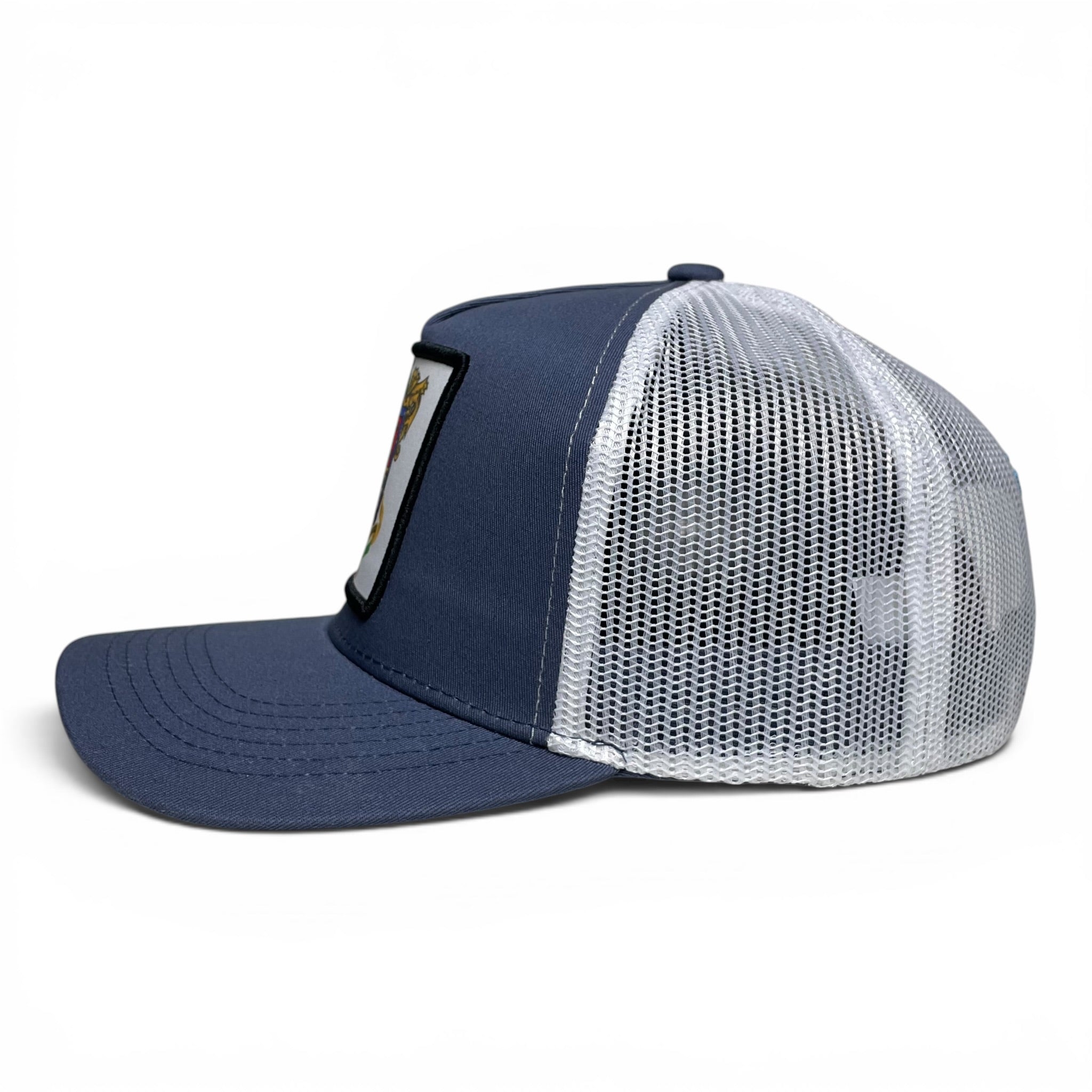 Mexico Michoacan Patch Trucker Hat, Blue Snapback Mesh Back