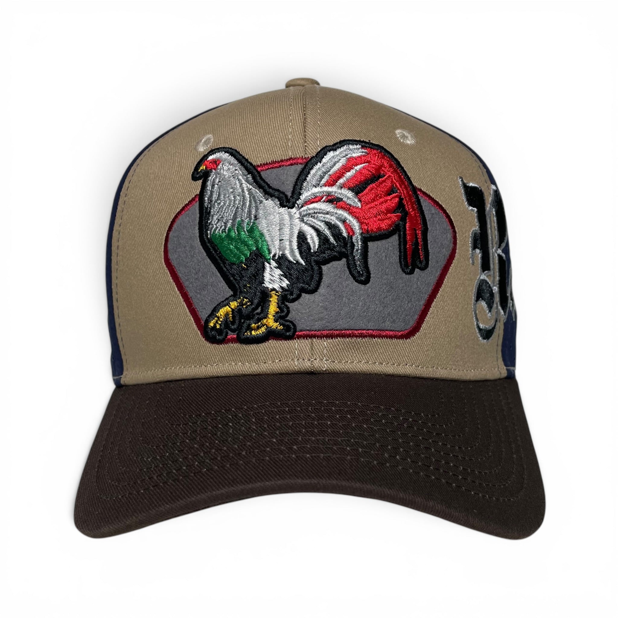 Mexican Rooster El Gallo Embroidered Snapback Cap Khaki Western