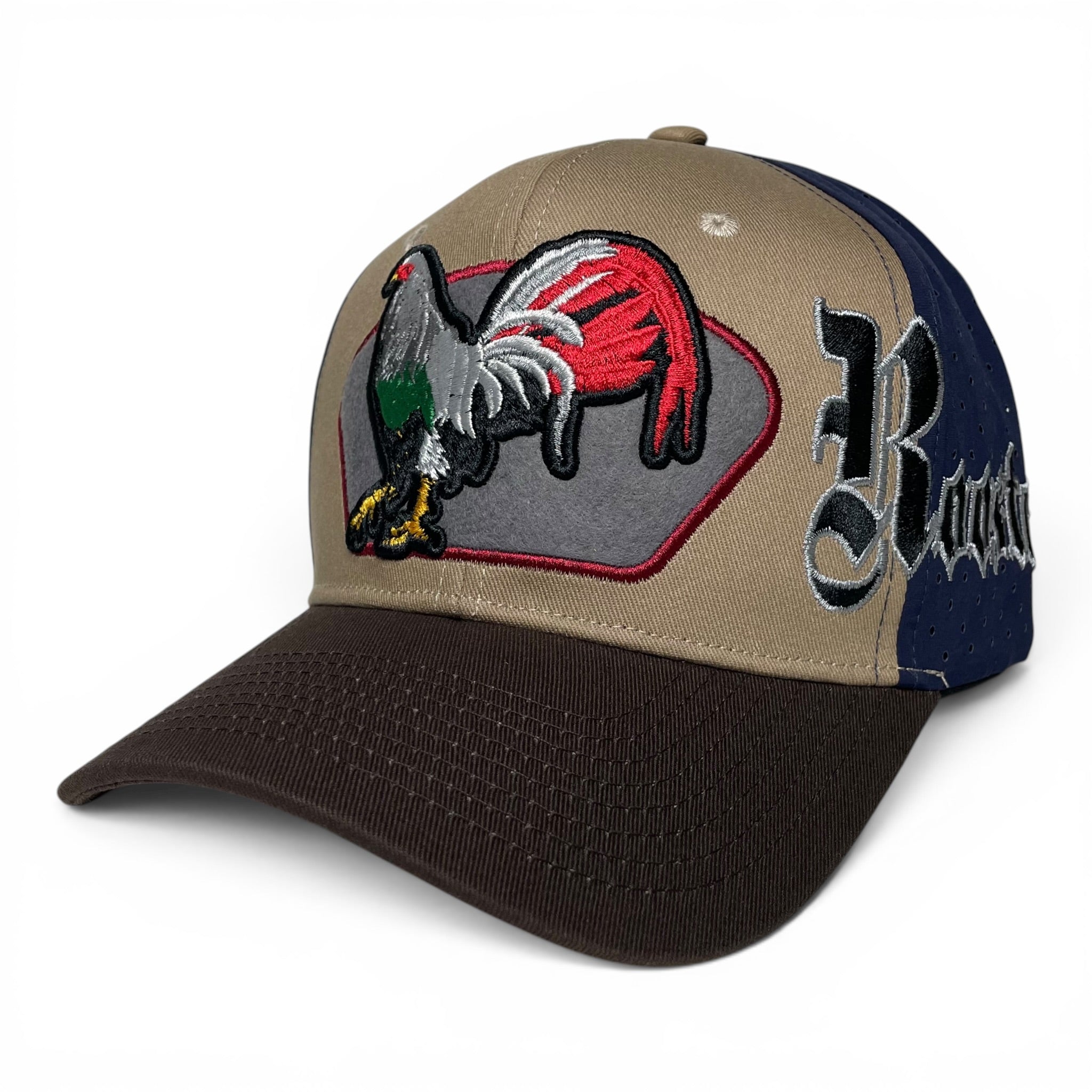 Mexican Rooster El Gallo Embroidered Snapback Cap Khaki Western