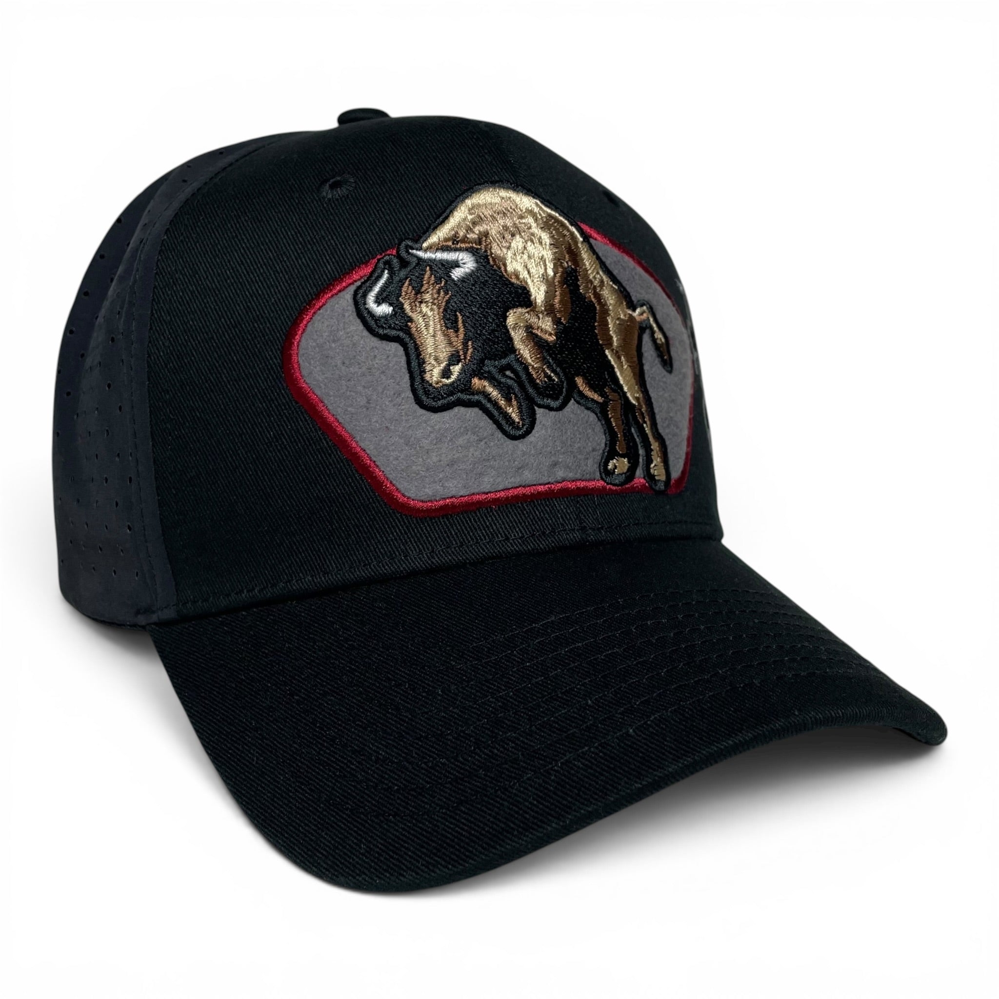 Bull Embroidered Western Rodeo Style Snapback Cap Black