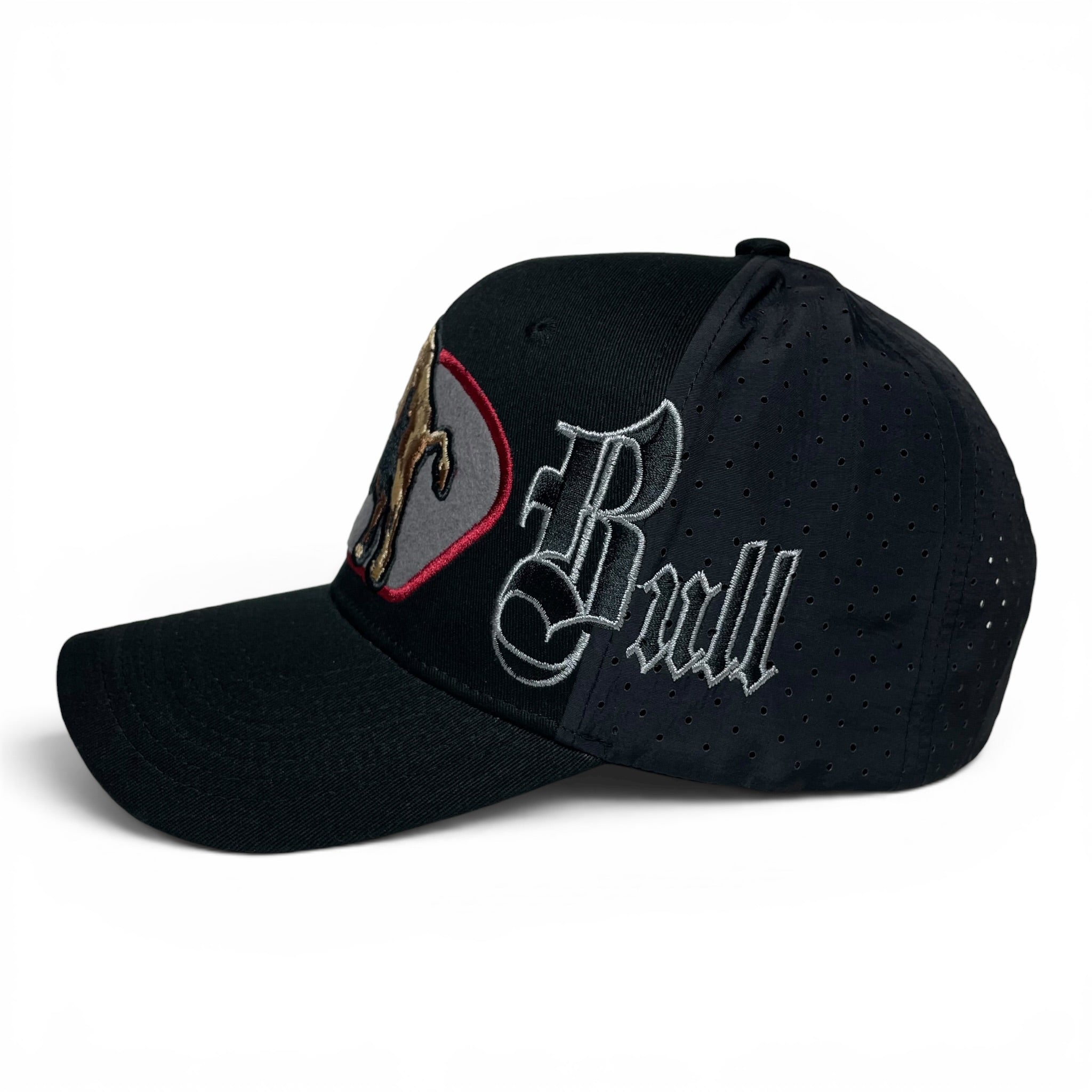 Bull Embroidered Western Rodeo Style Snapback Cap Black