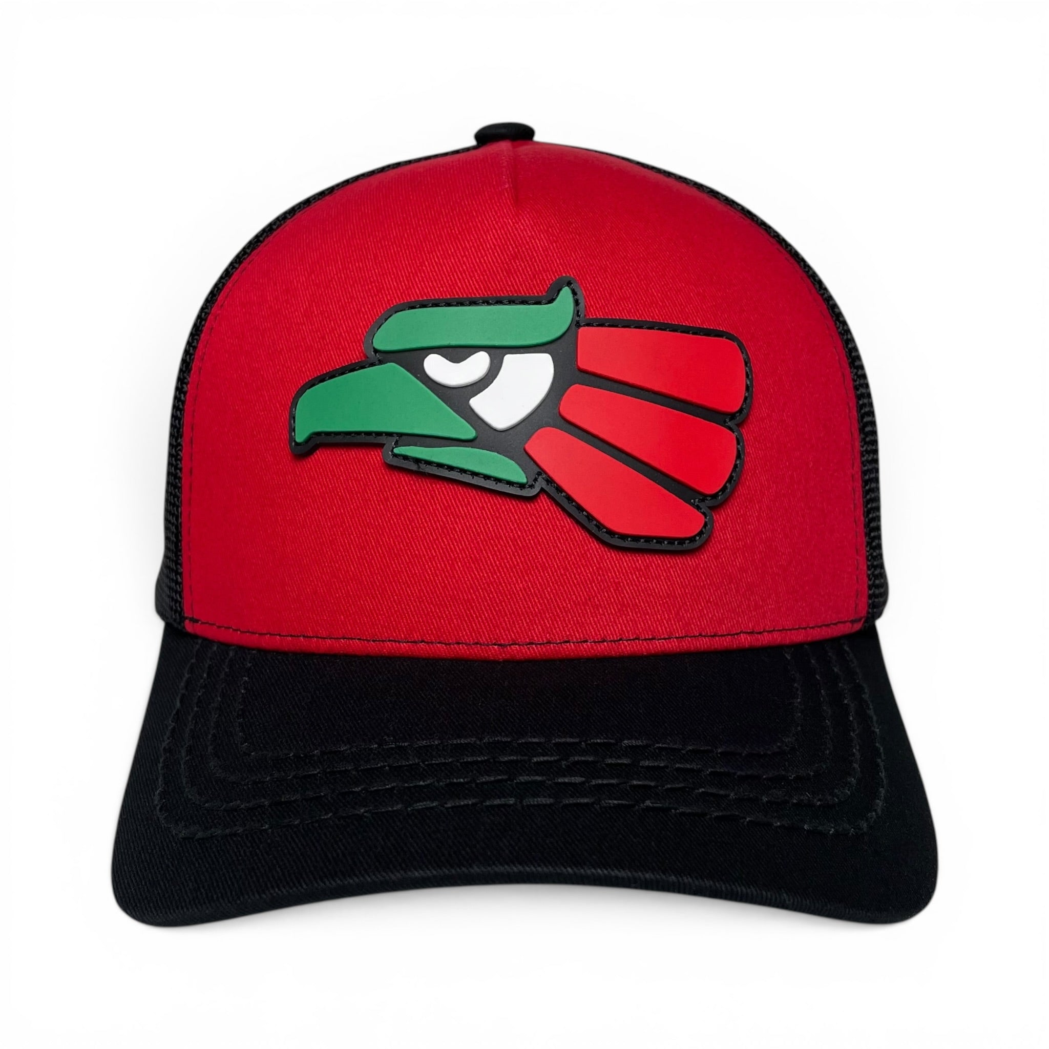 Hecho en Mexico PVC Eagle Patch Mesh Back Baseball Cap Red