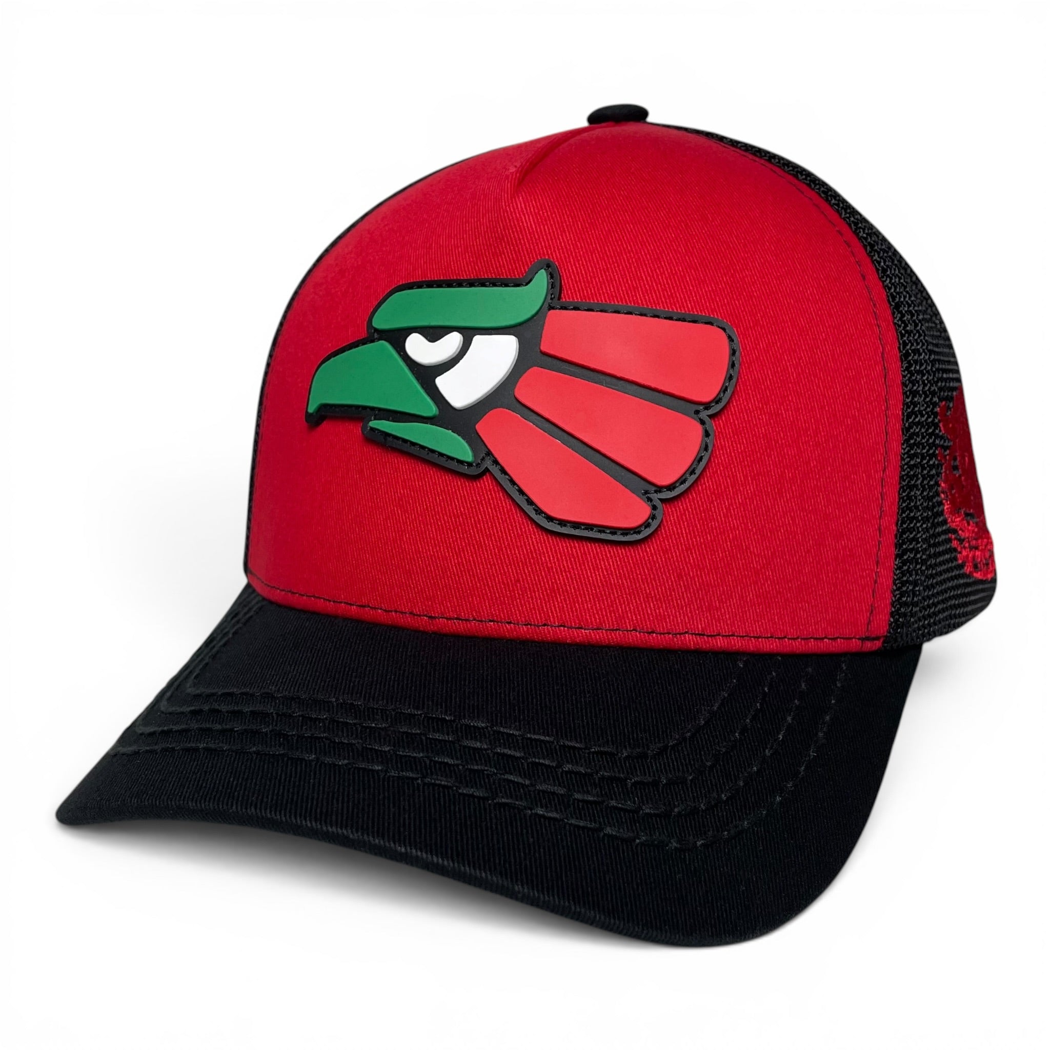 Hecho en Mexico PVC Eagle Patch Mesh Back Baseball Cap Red