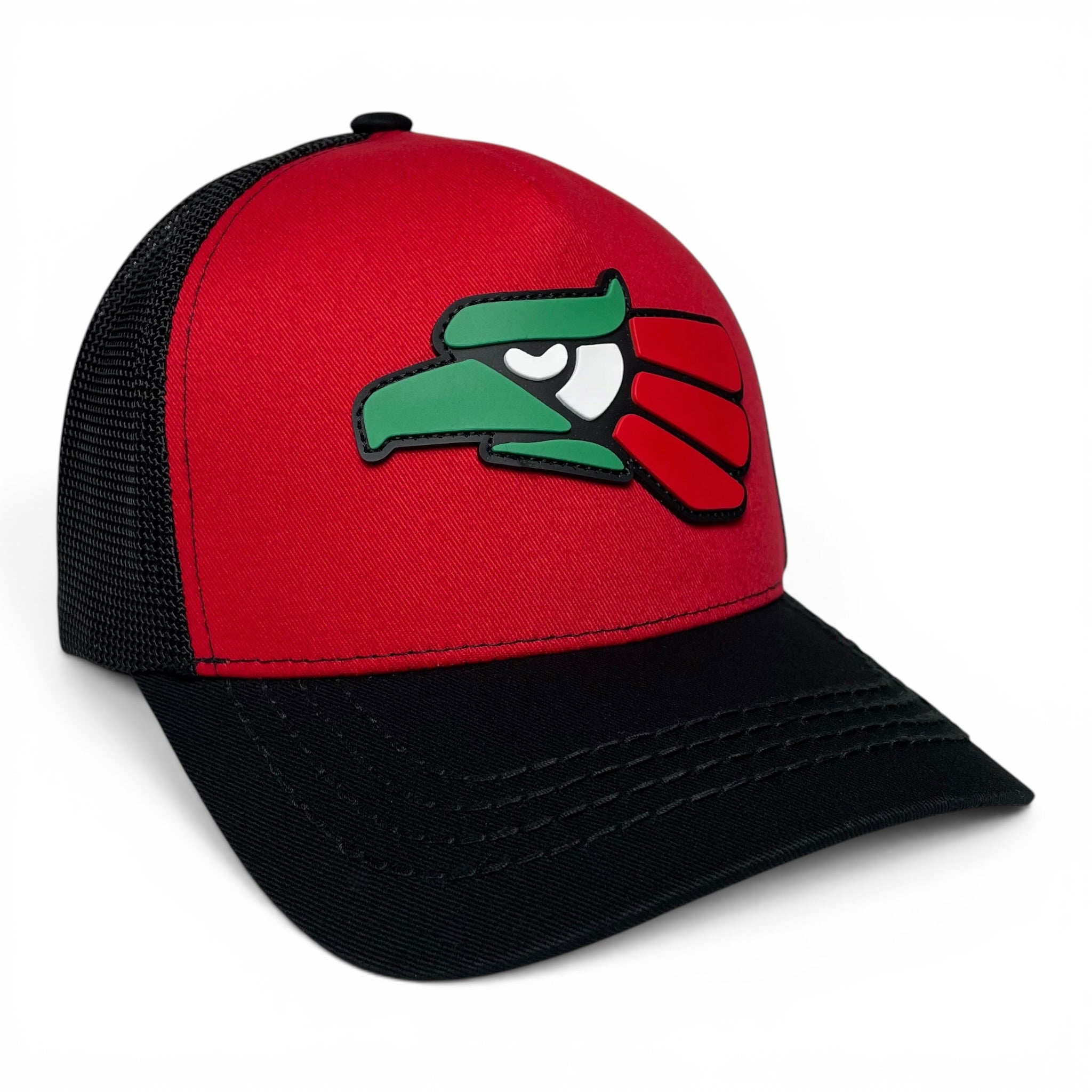 Hecho en Mexico PVC Eagle Patch Mesh Back Baseball Cap Red