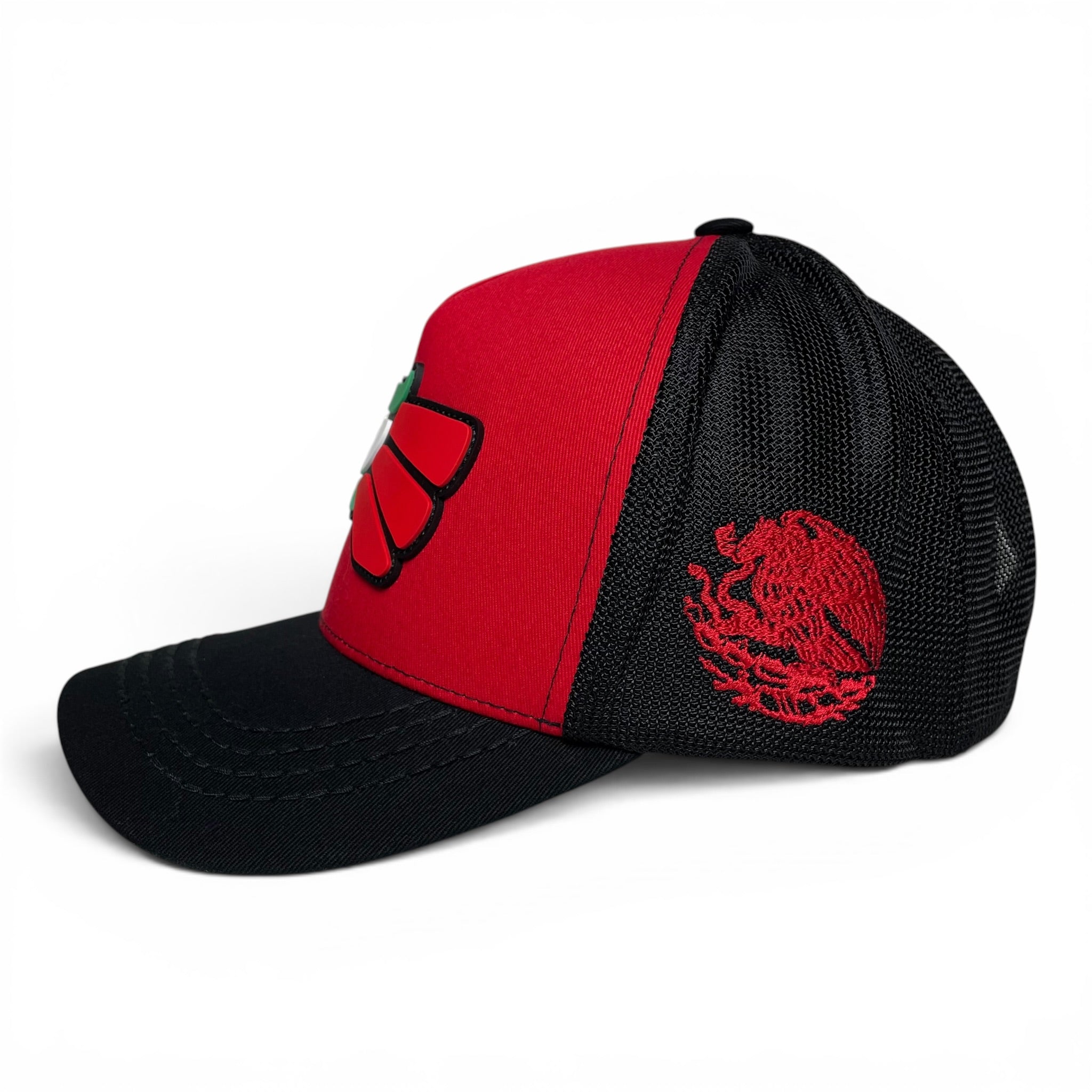 Hecho en Mexico PVC Eagle Patch Mesh Back Baseball Cap Red