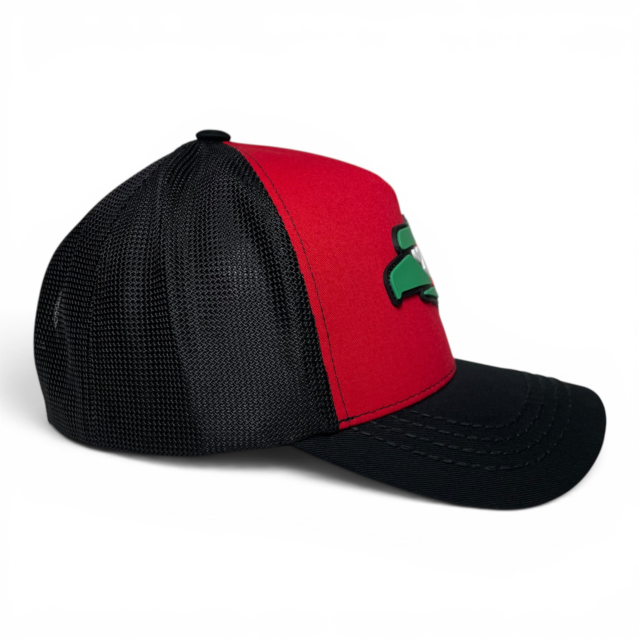 Hecho en Mexico PVC Eagle Patch Mesh Back Baseball Cap Red