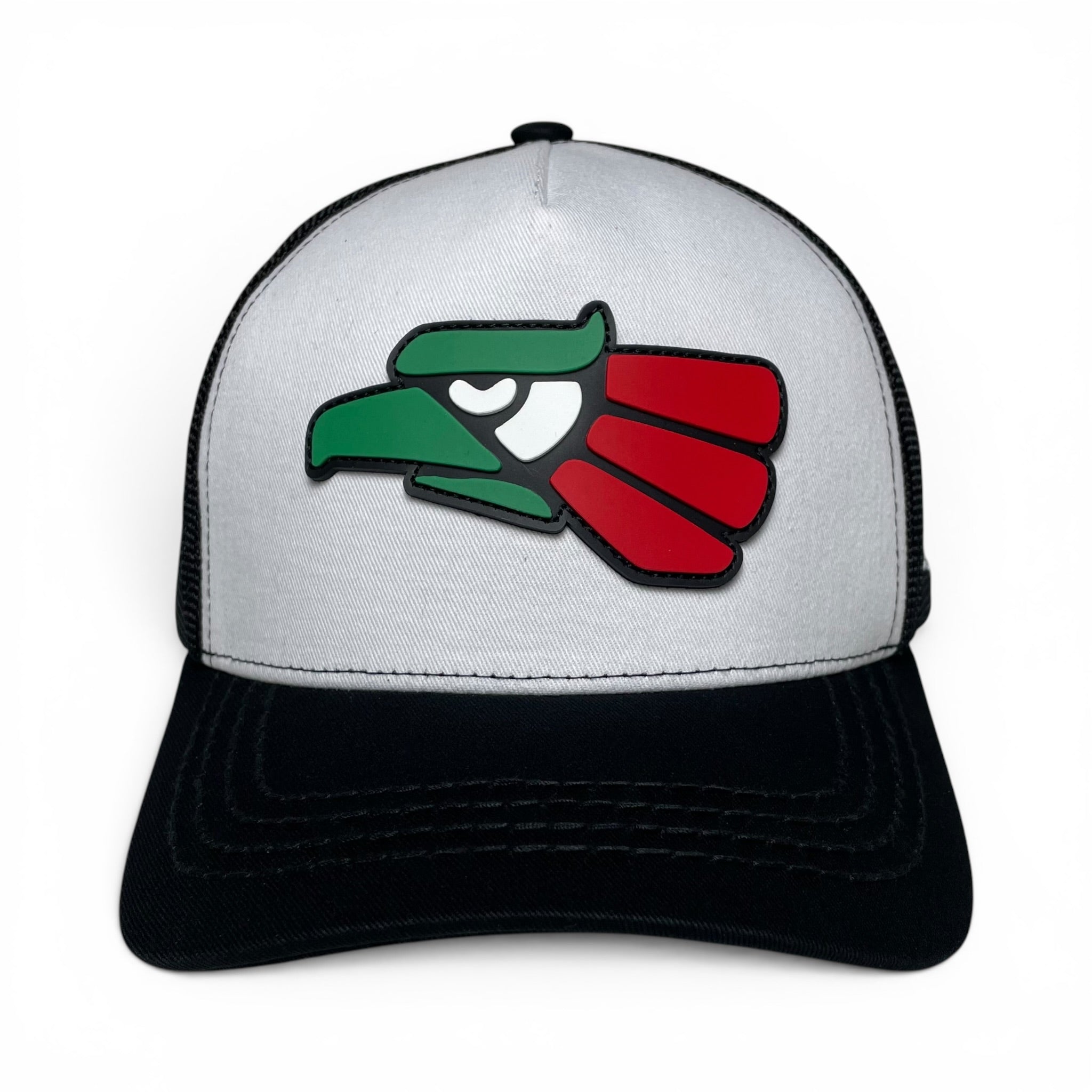 Hecho en Mexico PVC Eagle Patch Mesh Back Baseball Cap – White/Black