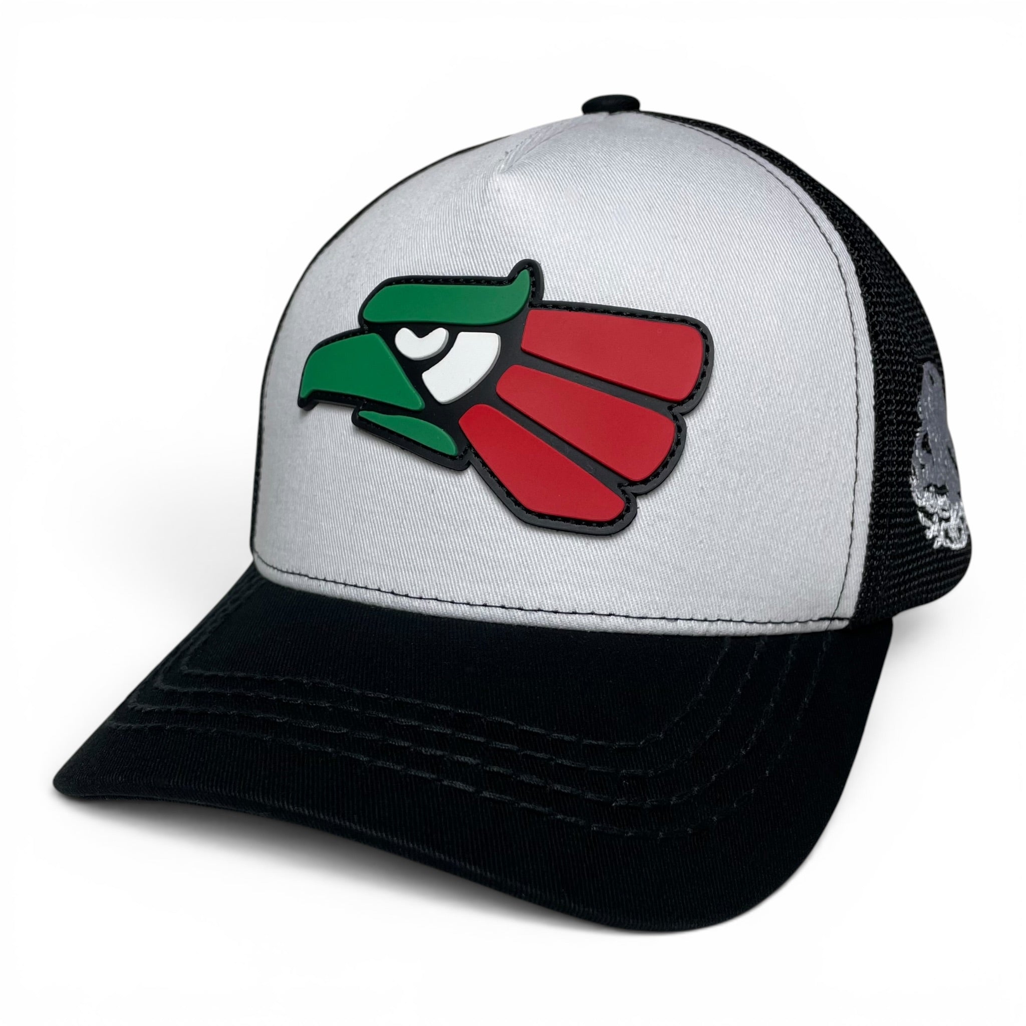 Hecho en Mexico PVC Eagle Patch Mesh Back Baseball Cap – White/Black