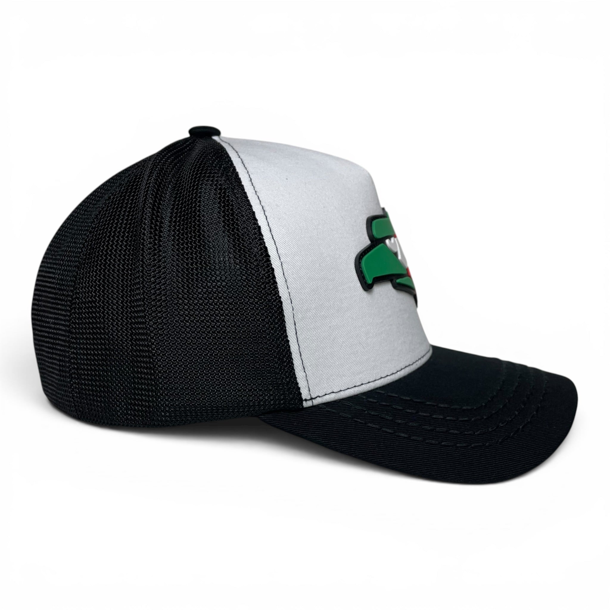 Hecho en Mexico PVC Eagle Patch Mesh Back Baseball Cap – White/Black