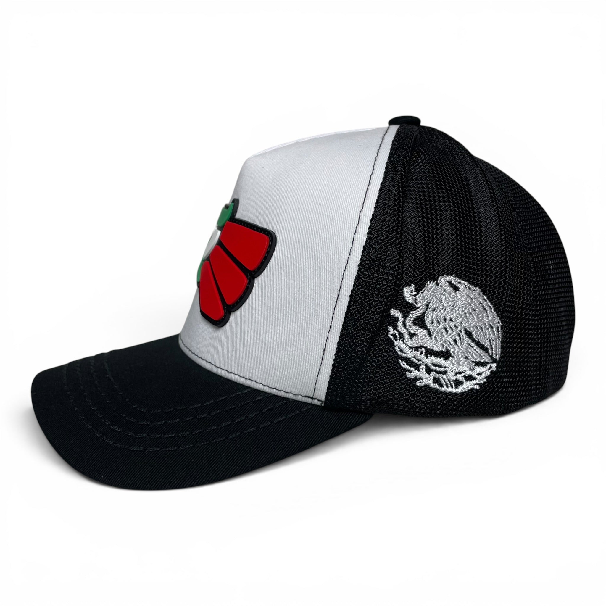 Hecho en Mexico PVC Eagle Patch Mesh Back Baseball Cap – White/Black