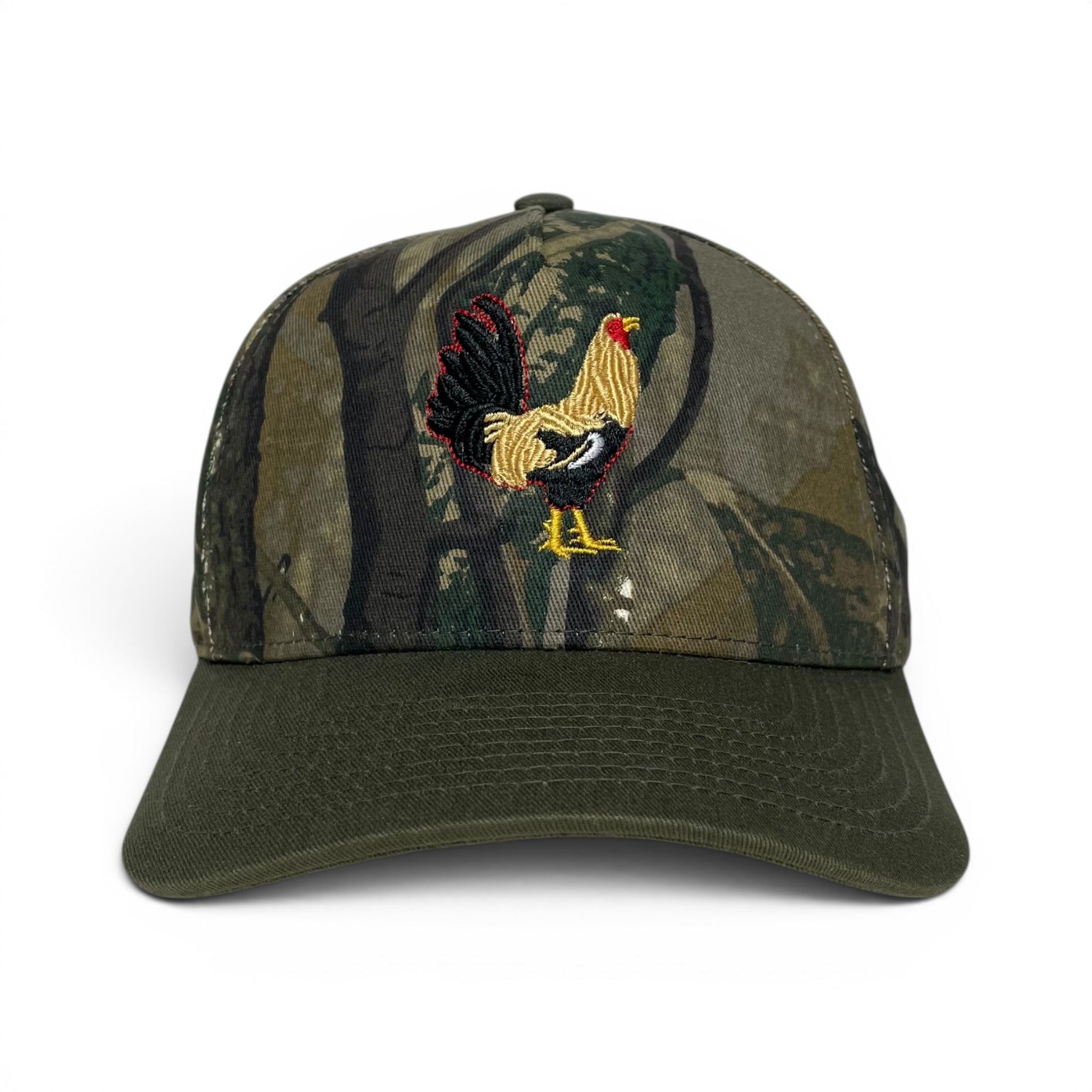 Rooster Embroidered woodland camo Adjustable Curved Brim Baseball Cap
