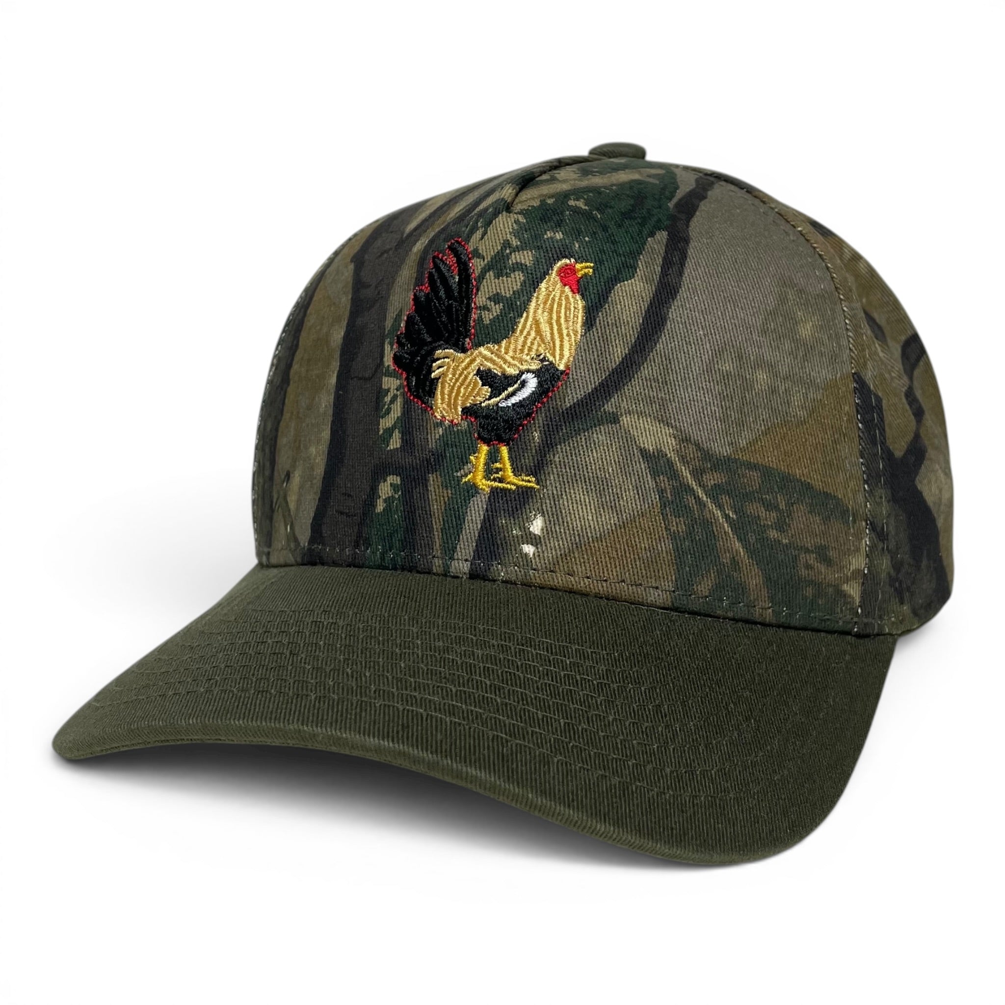 Rooster Embroidered woodland camo Adjustable Curved Brim Baseball Cap