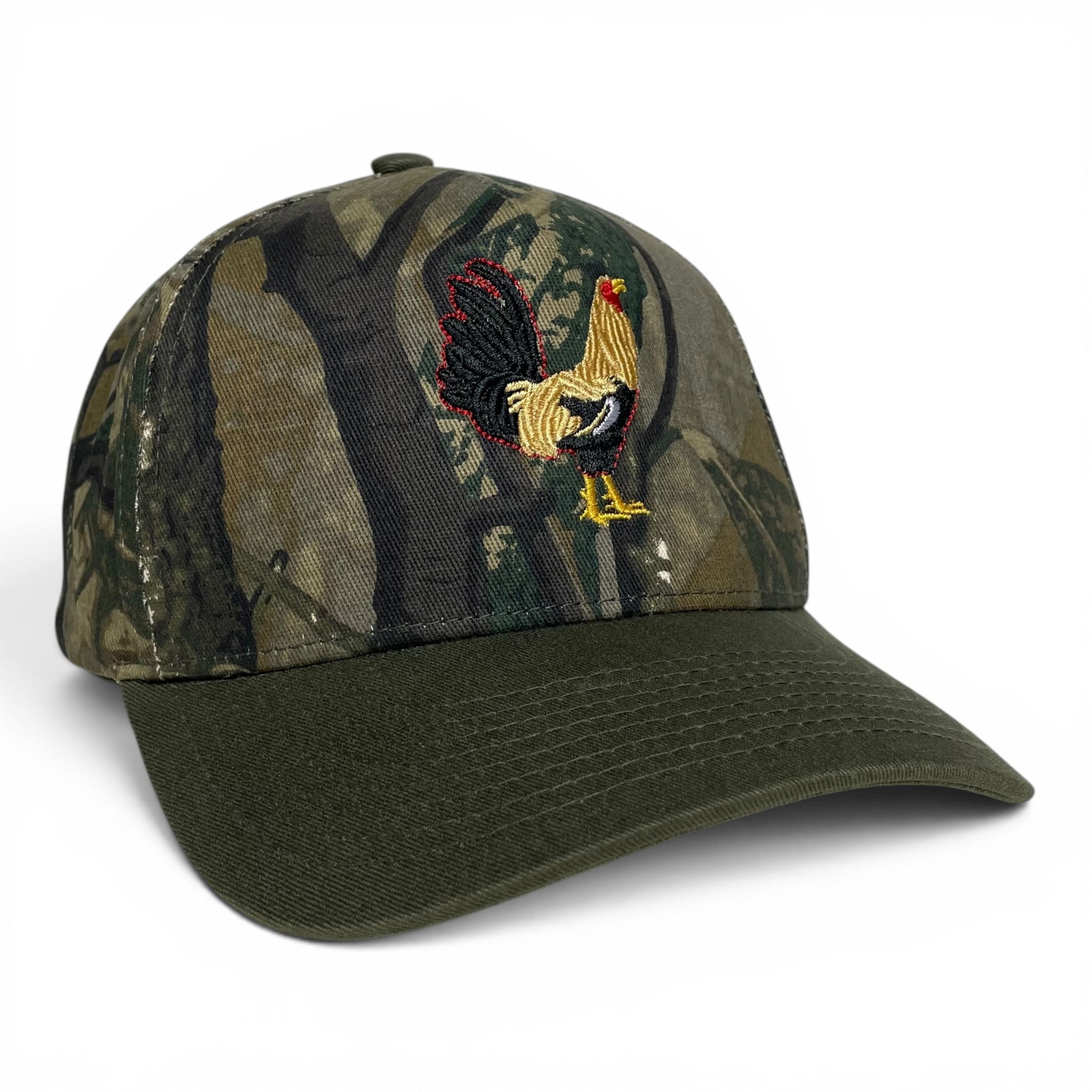 Rooster Embroidered woodland camo Adjustable Curved Brim Baseball Cap