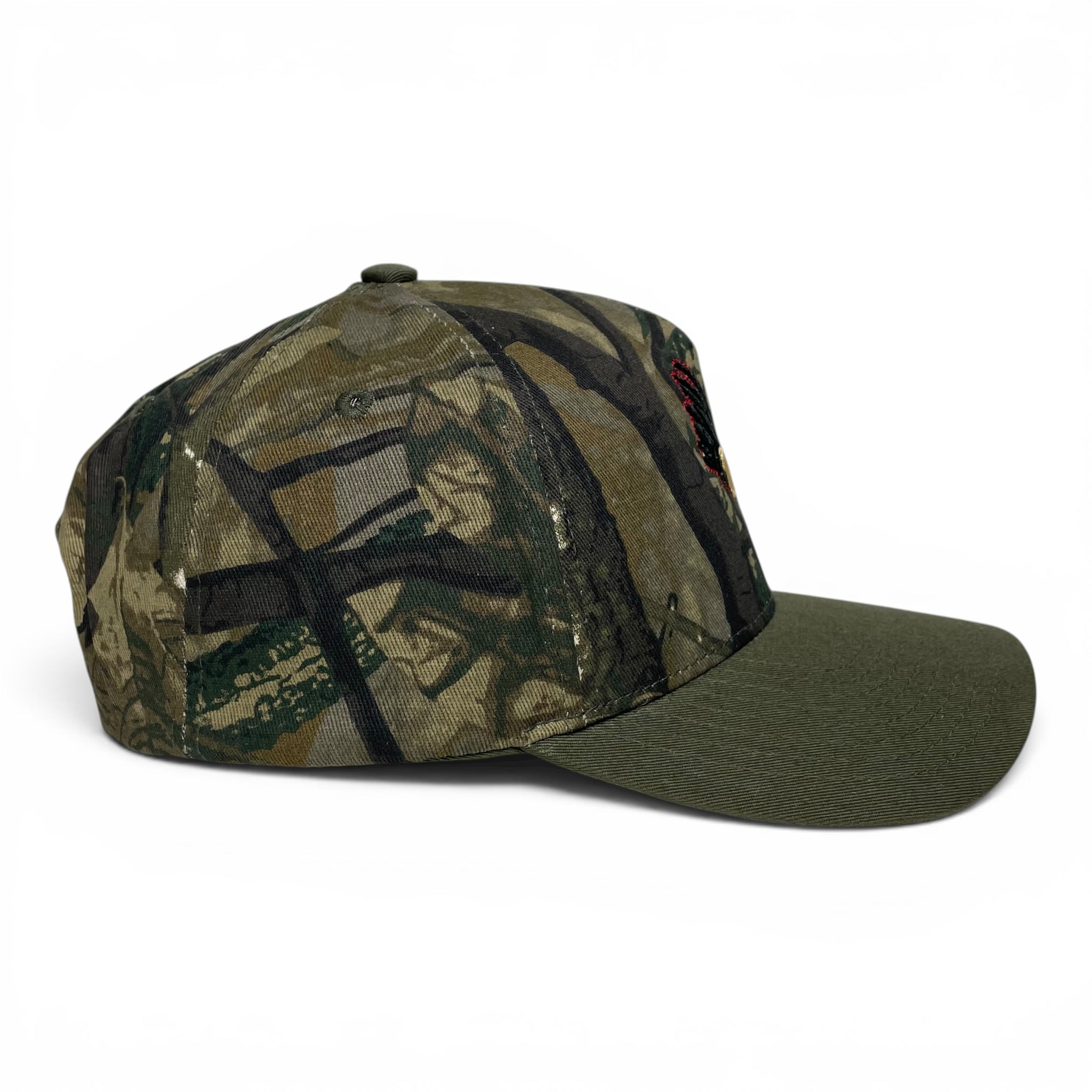 Rooster Embroidered woodland camo Adjustable Curved Brim Baseball Cap