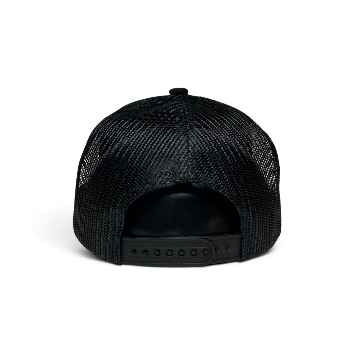 Rooster Emblem Black Suede Trucker Hat