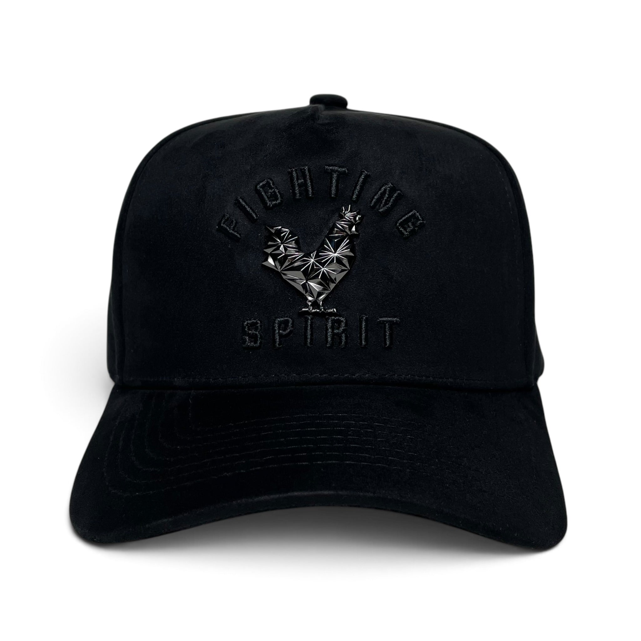 Rooster Emblem Suede Baseball Hat with Fighting Spirit Embroidery