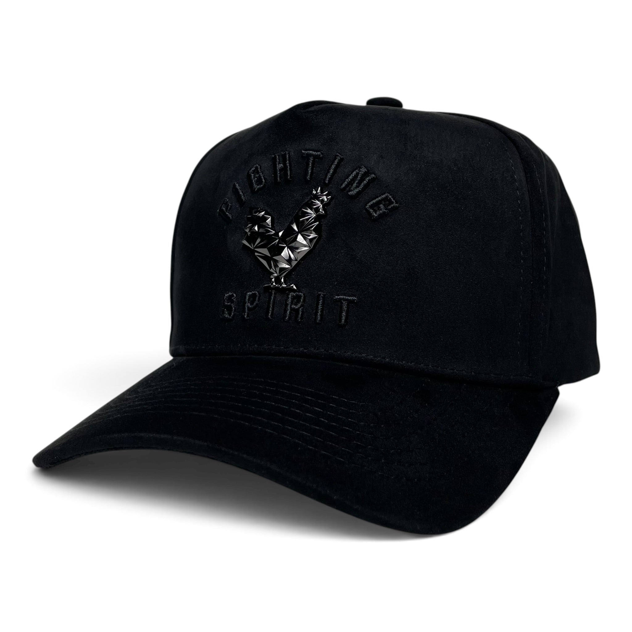 Rooster Emblem Suede Baseball Hat with Fighting Spirit Embroidery