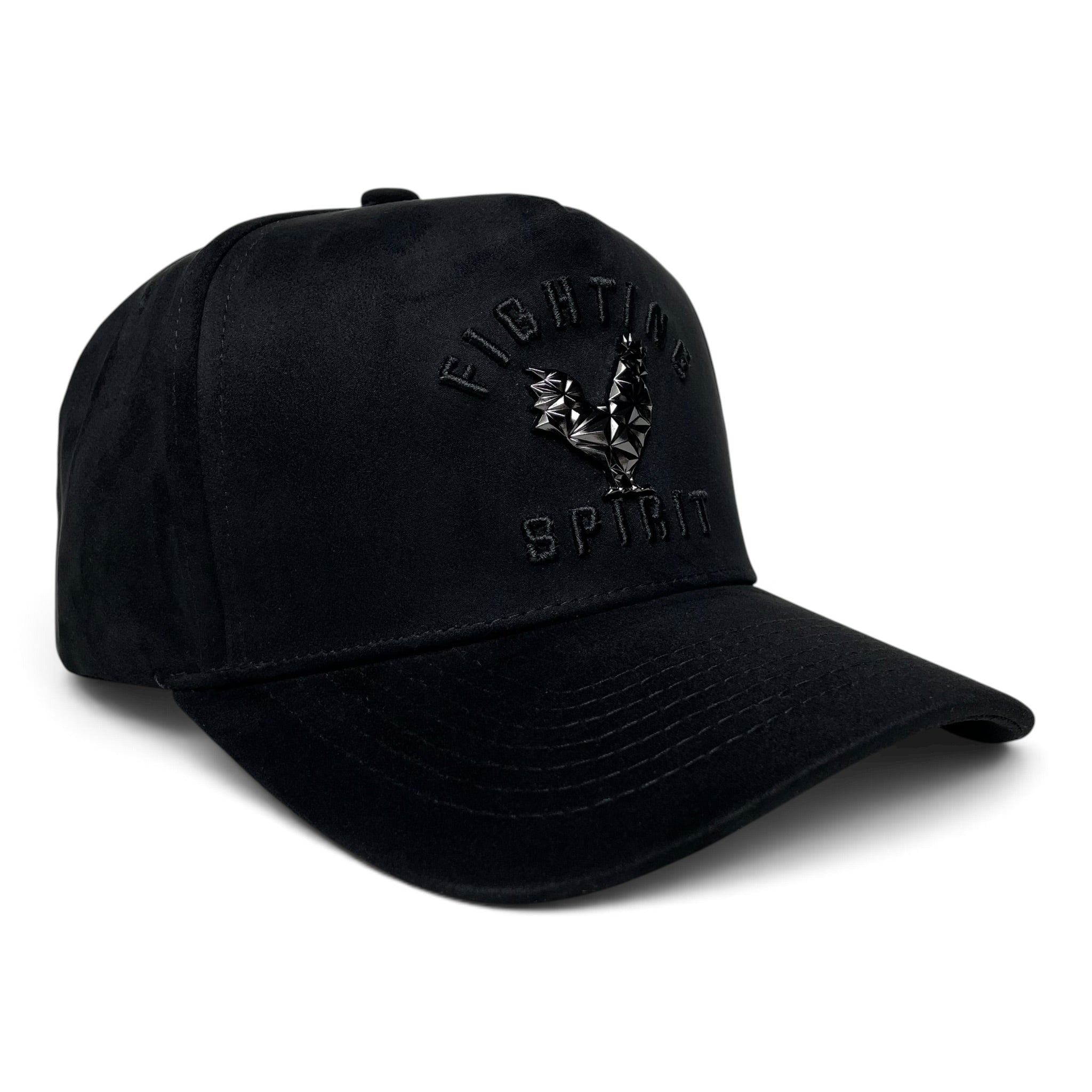 Rooster Emblem Suede Baseball Hat with Fighting Spirit Embroidery