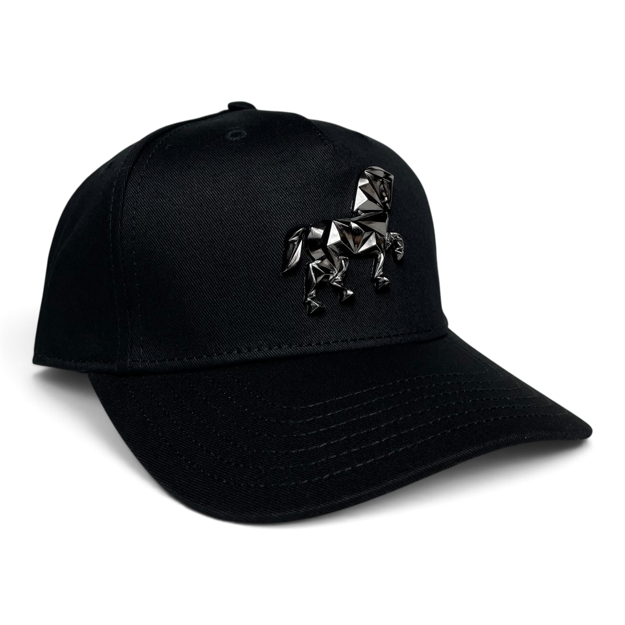 Horse & Free Spirit Emblem Black Western Baseball Cap Curved Visor