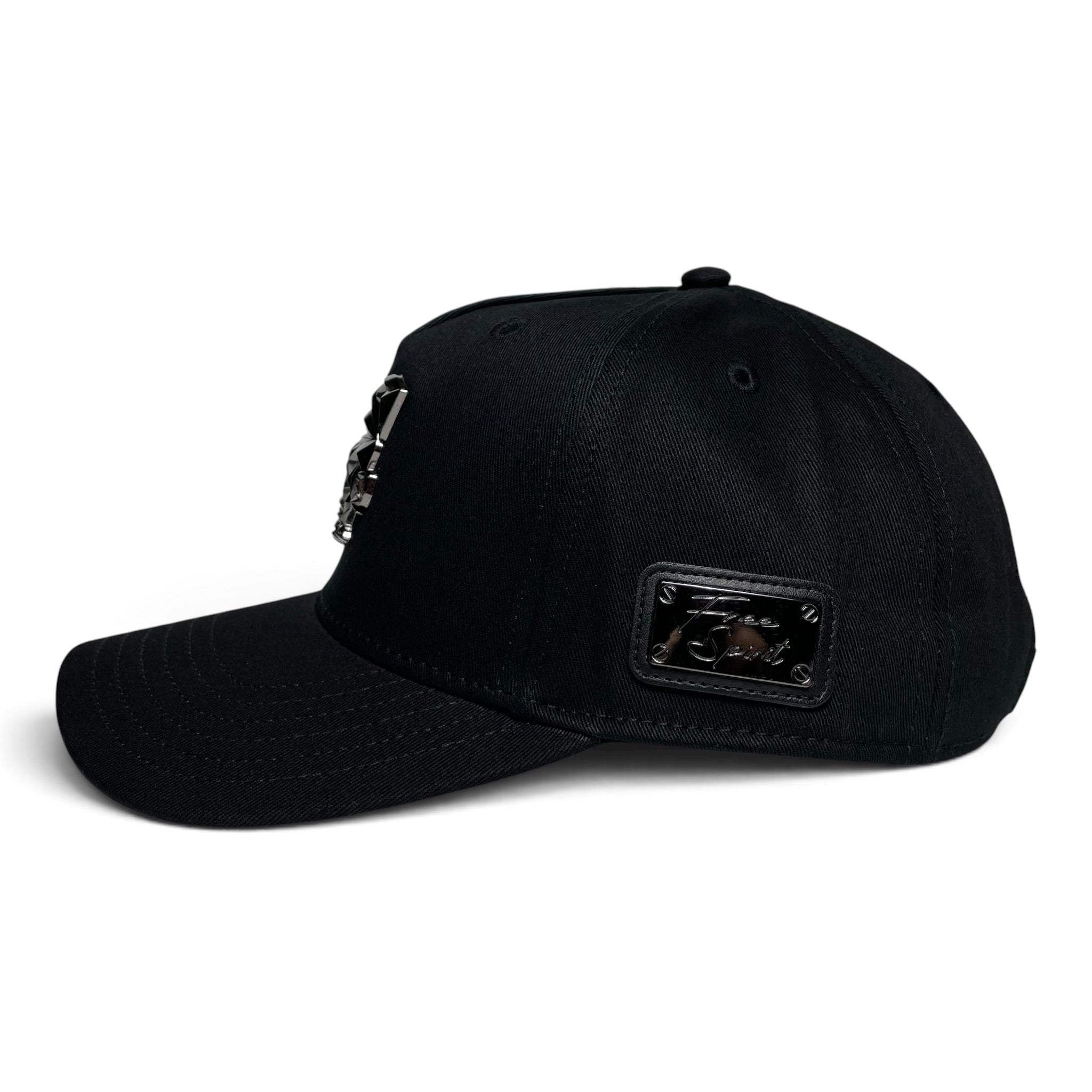 Horse & Free Spirit Emblem Black Western Baseball Cap Curved Visor
