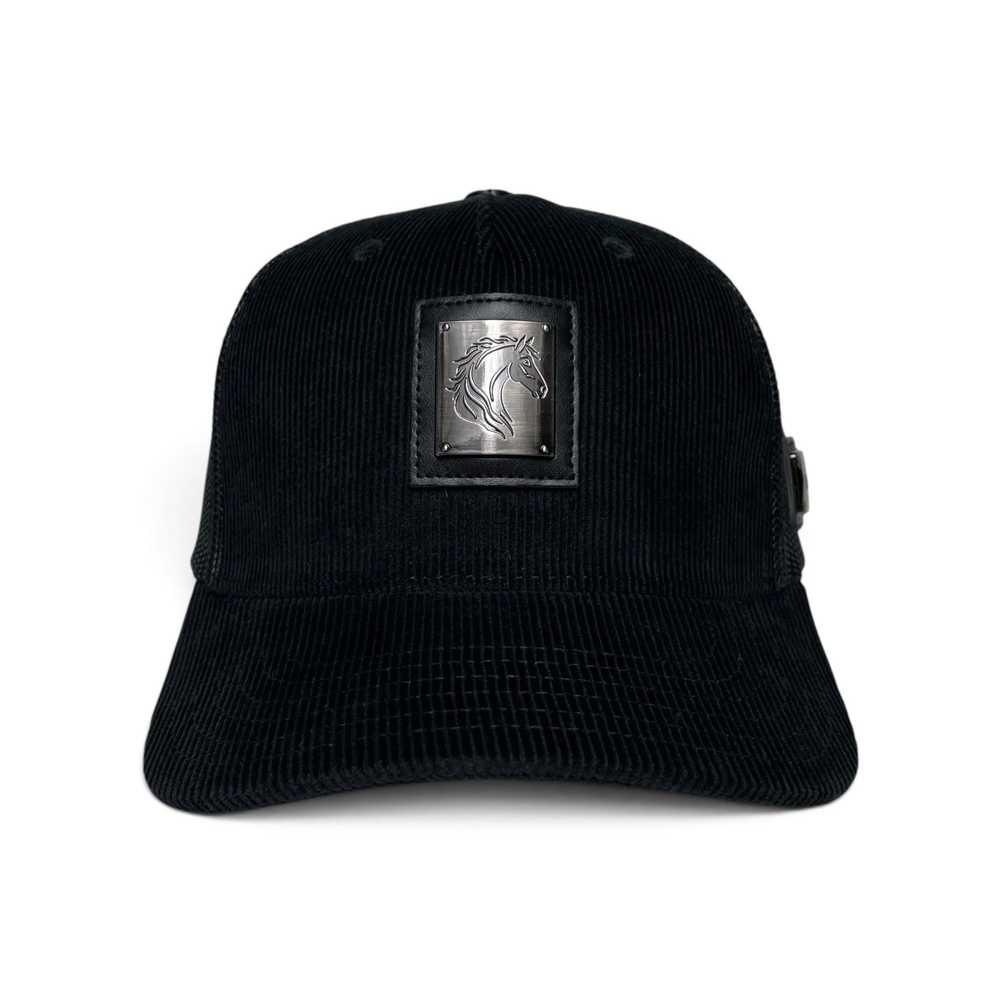 Horse & Ride Free Emblem Black Corduroy Western Baseball Cap