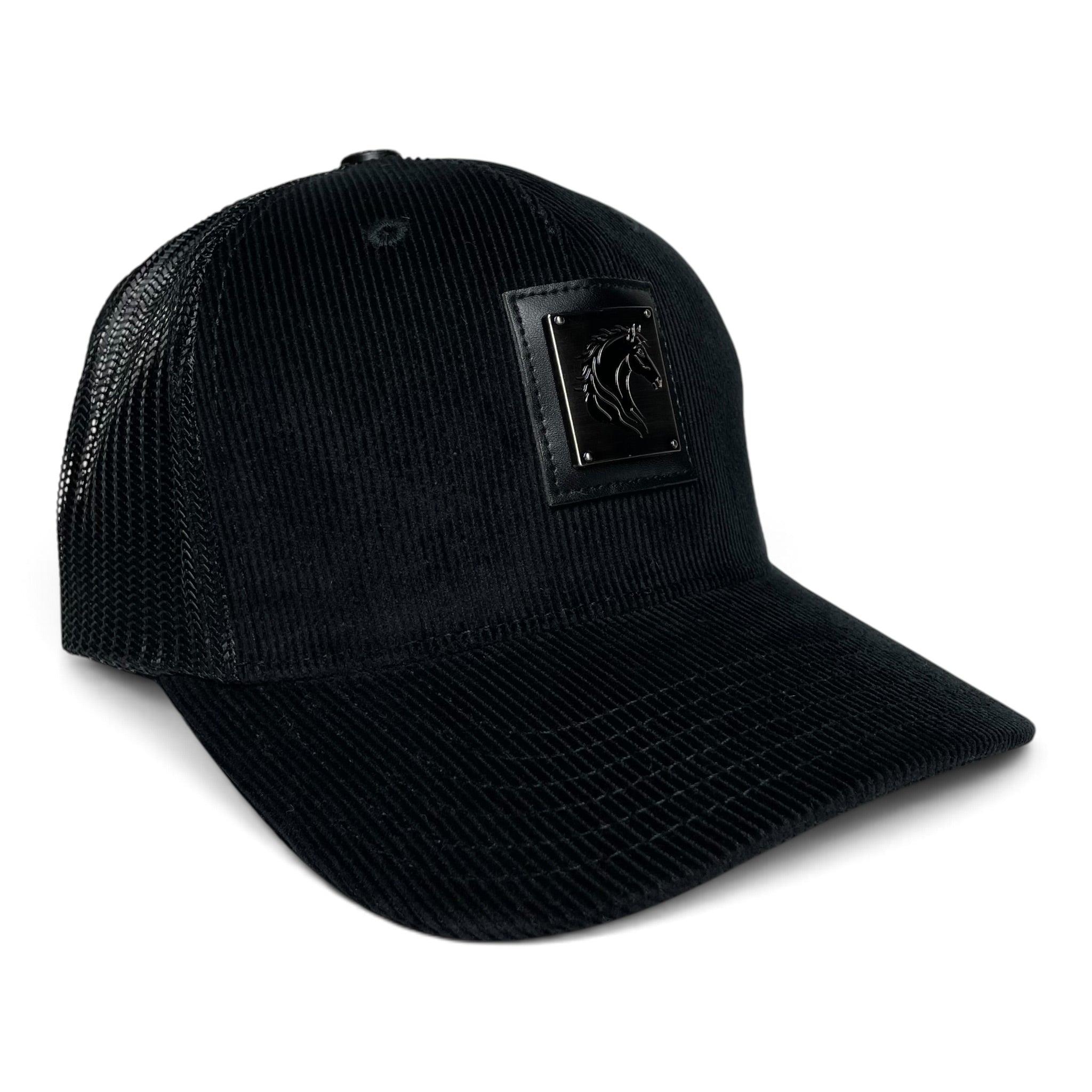 Horse & Ride Free Emblem Black Corduroy Western Baseball Cap
